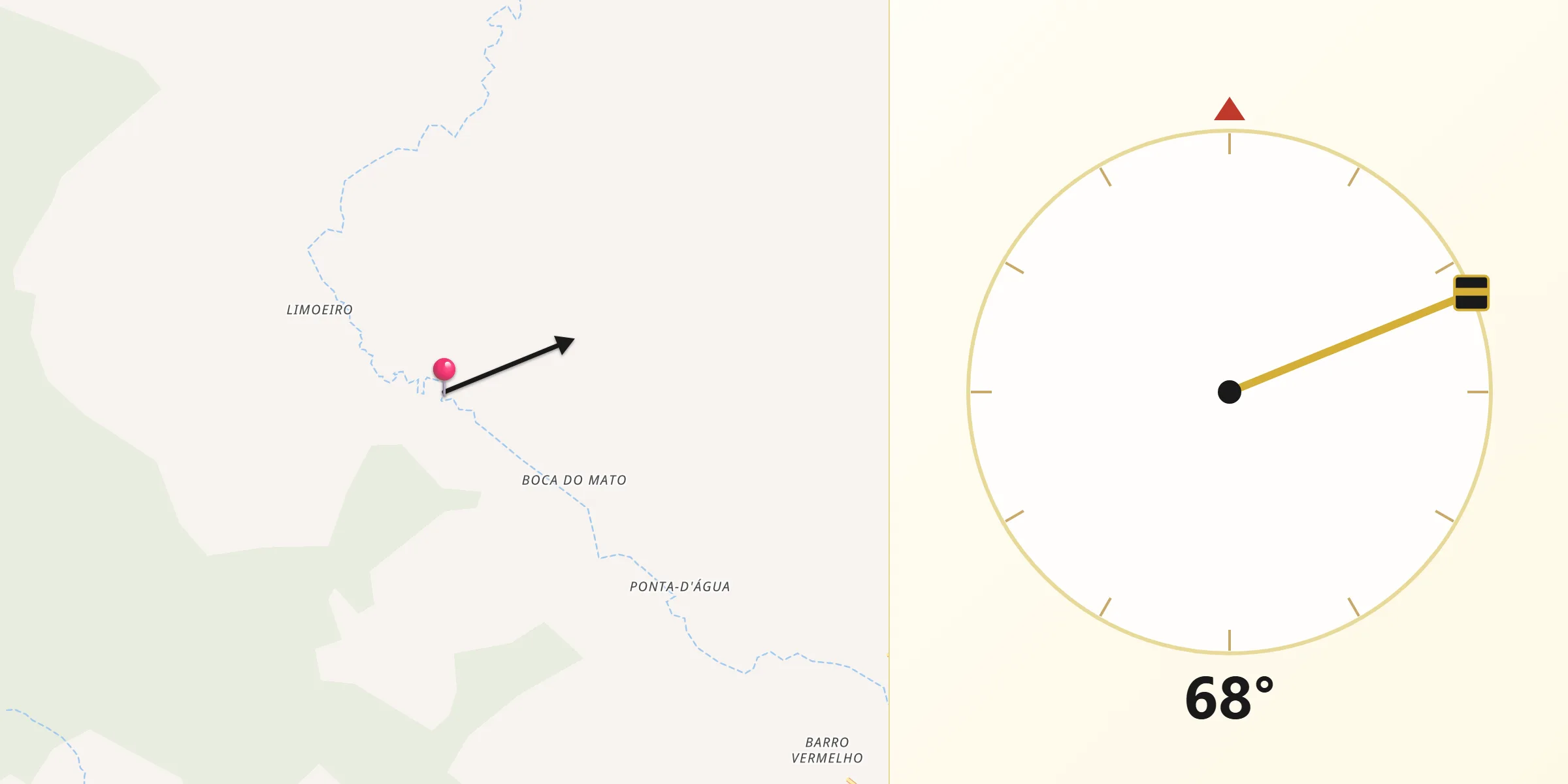 Direção da Qibla a partir de Brejolândia