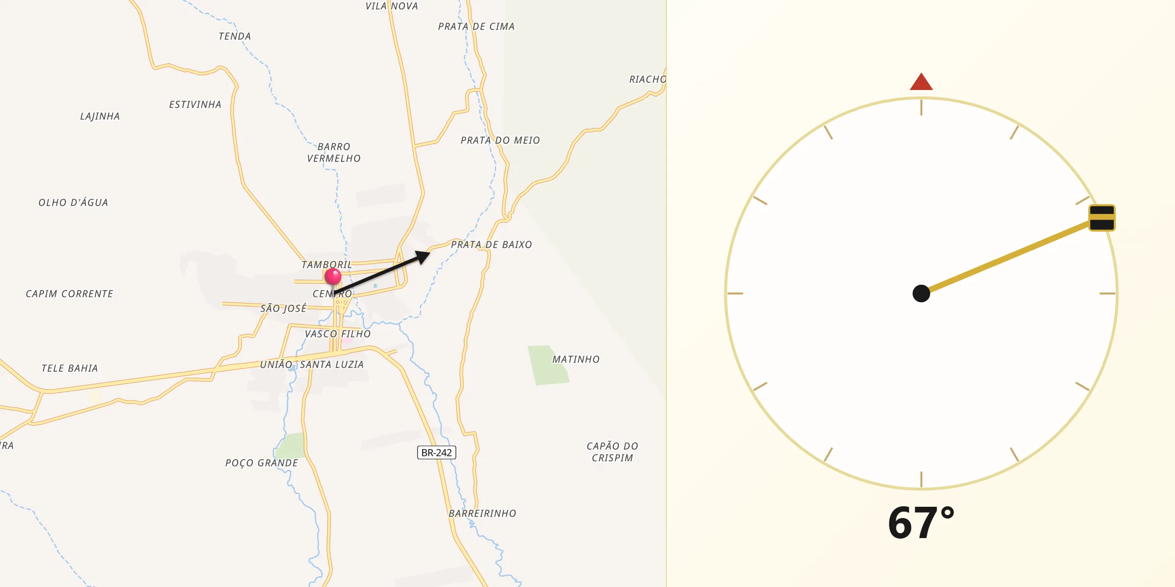Direção da Qibla a partir de Seabra