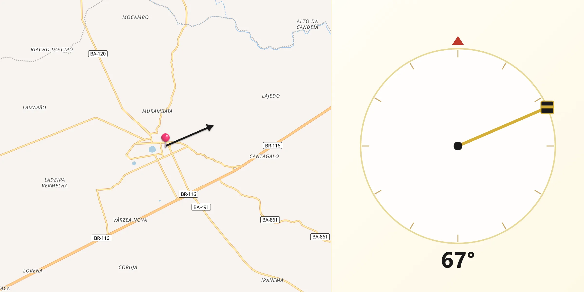 Direção da Qibla a partir de Santo Estêvão