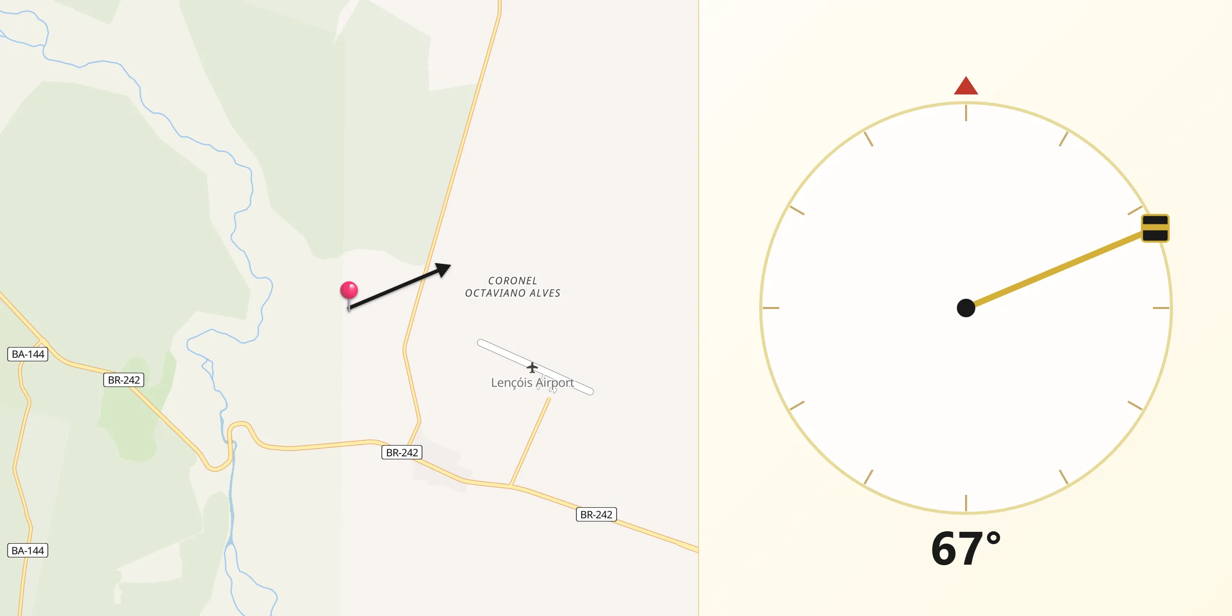 Direção da Qibla a partir de Lençóis