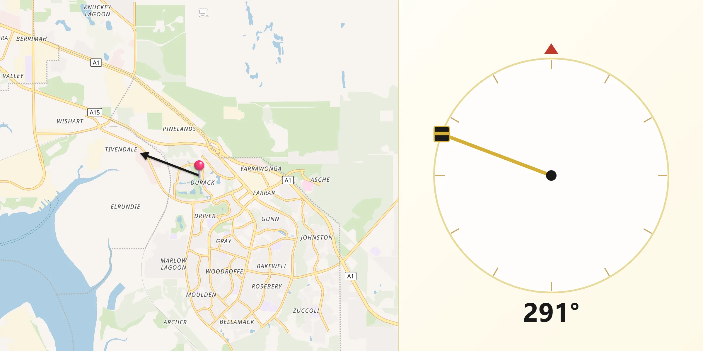 Qibla Direction from Durack