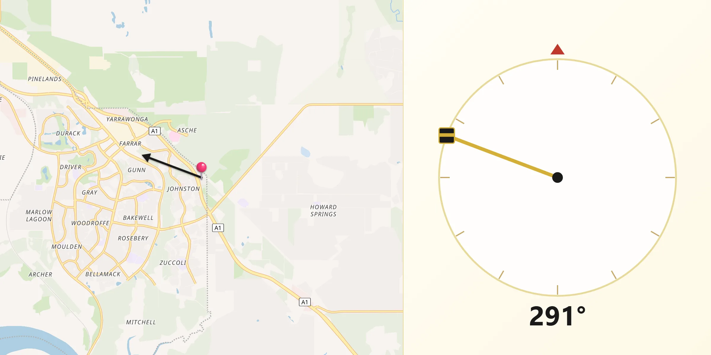 Qibla Direction from Johnston