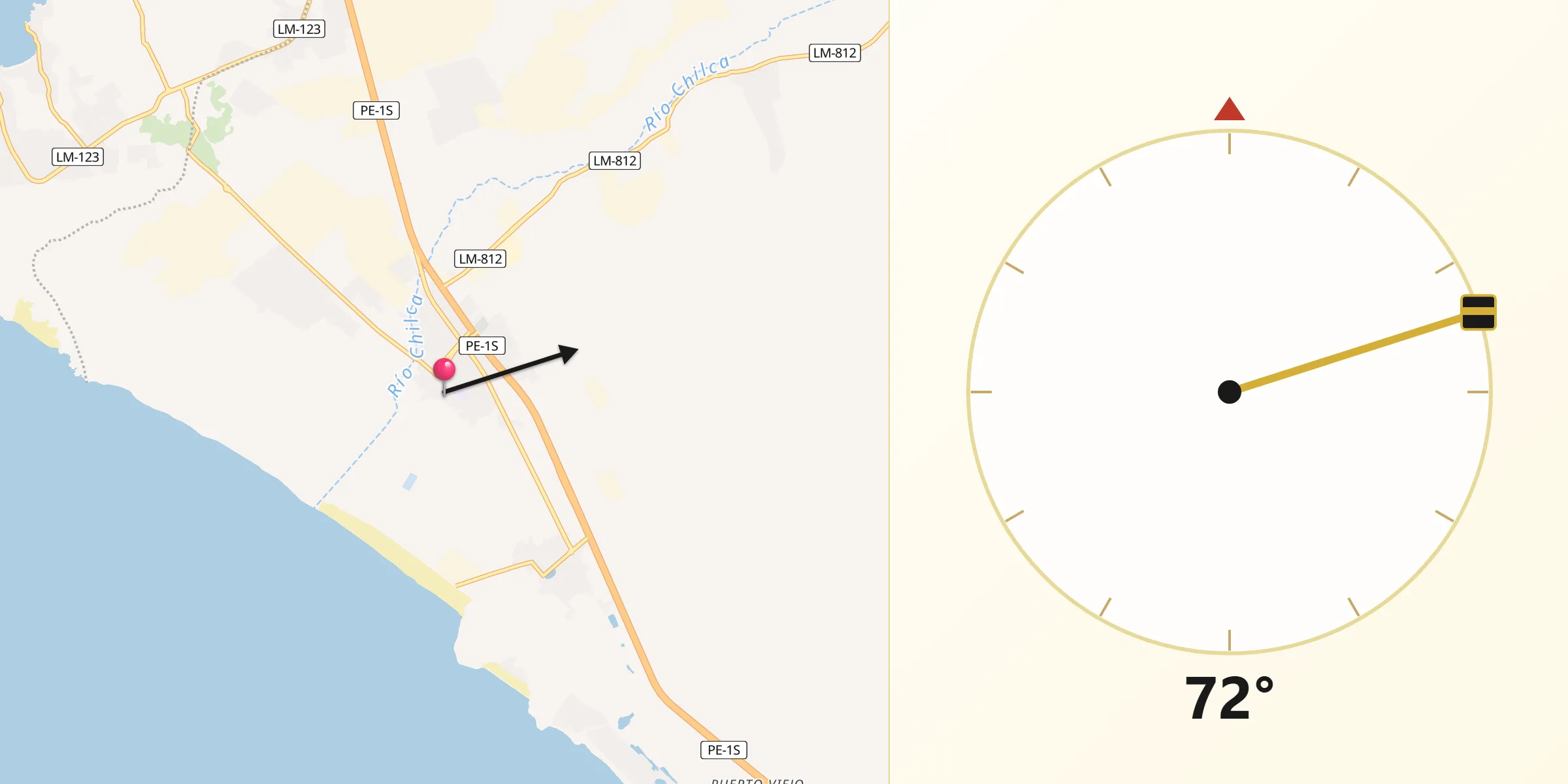 Dirección de la Qibla desde Chilca