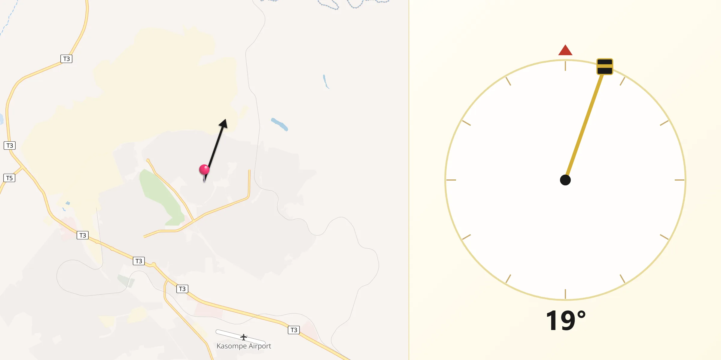 Qibla Direction from Chingola
