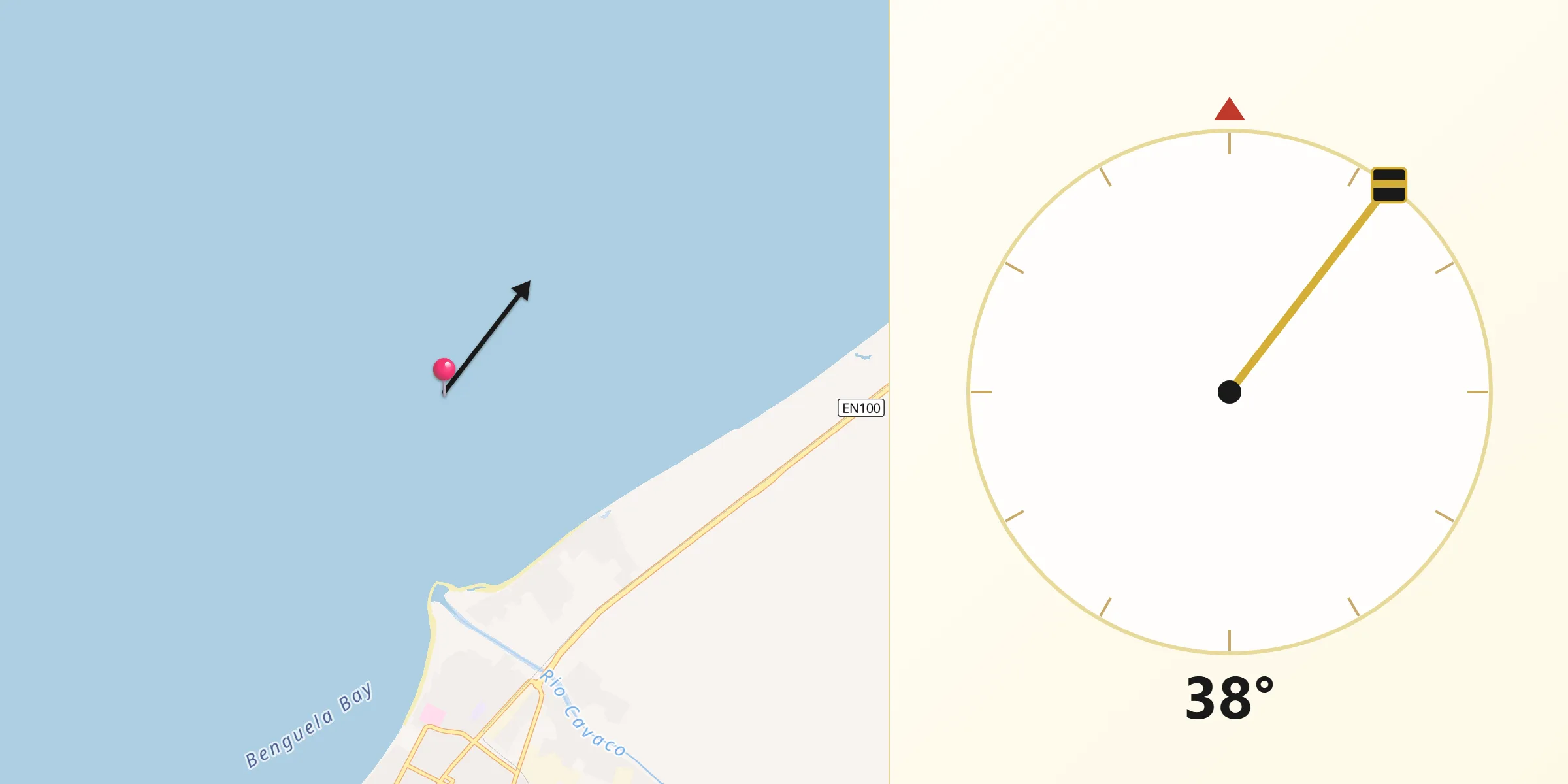 Direção da Qibla a partir de Bocoio