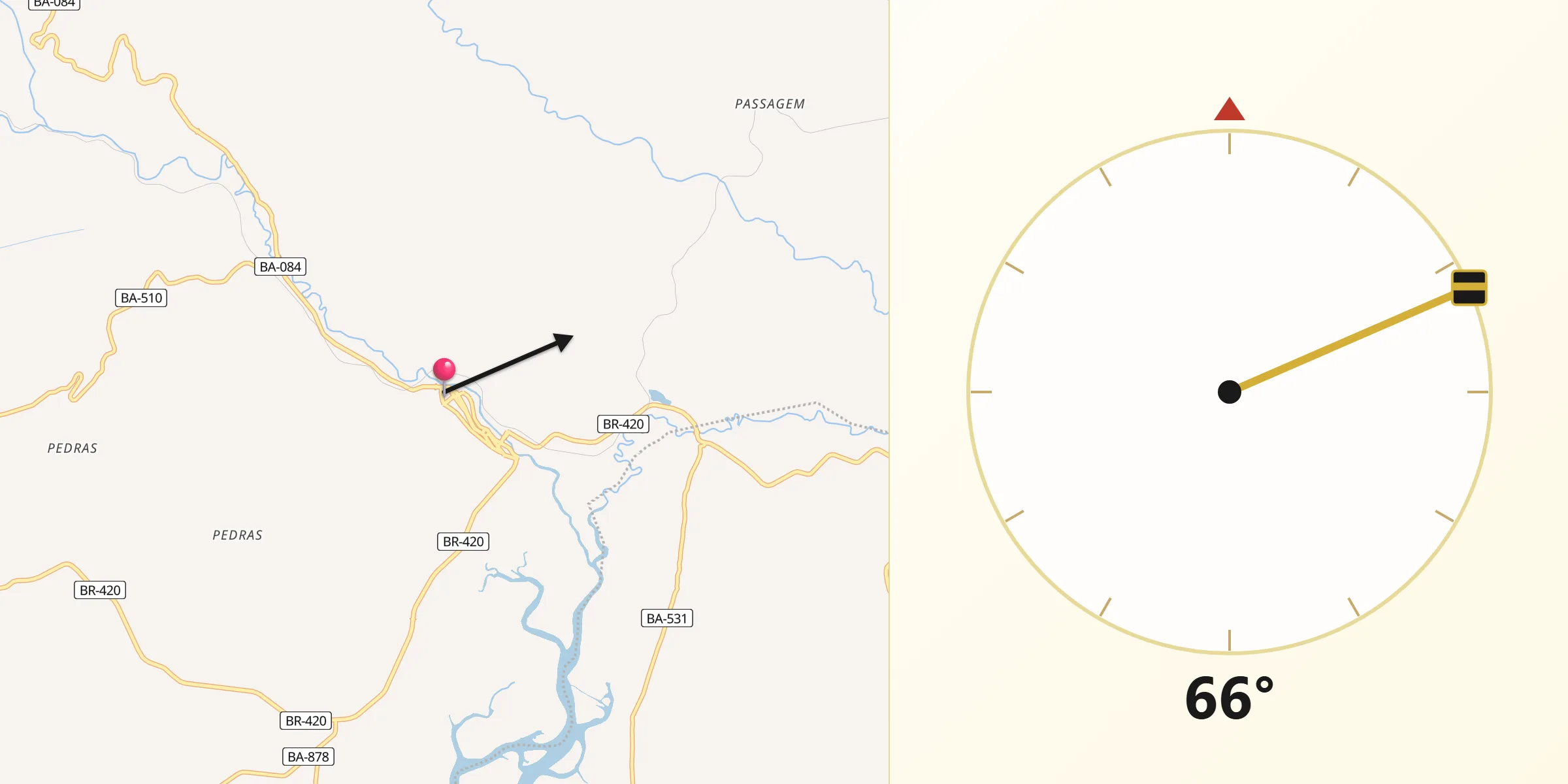 Direção da Qibla a partir de Santo Amaro