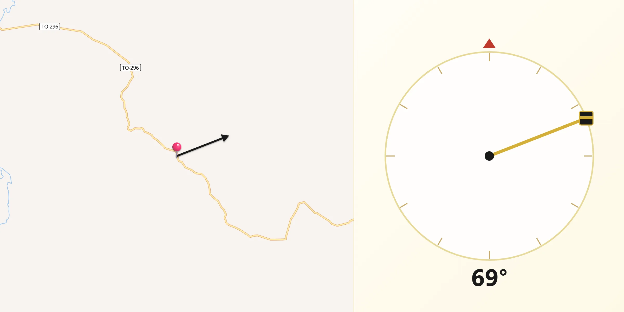 Direção da Qibla a partir de São Salvador do Tocantins