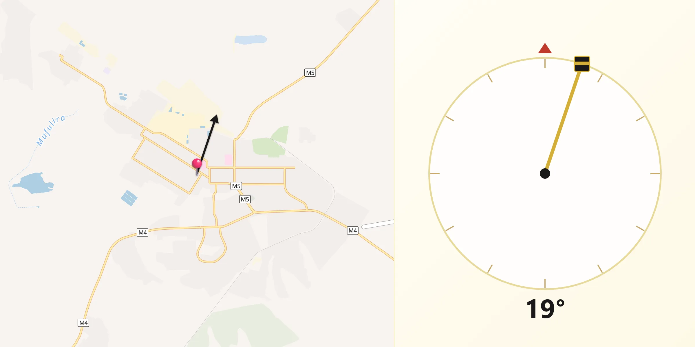 Qibla Direction from Mufulira
