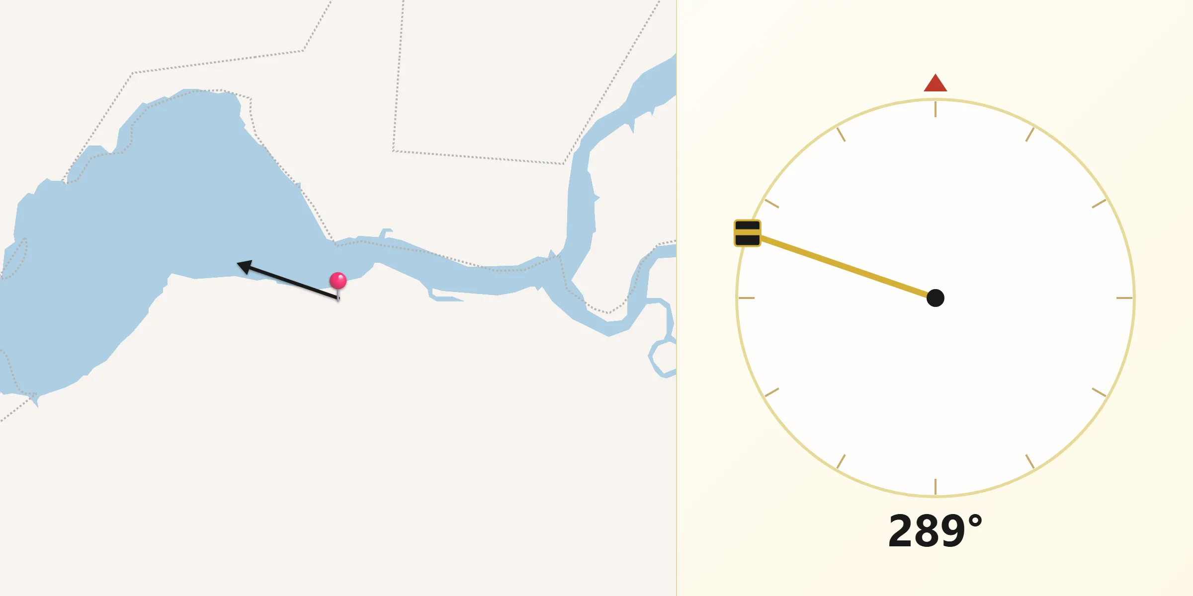Qibla Direction from Mission River