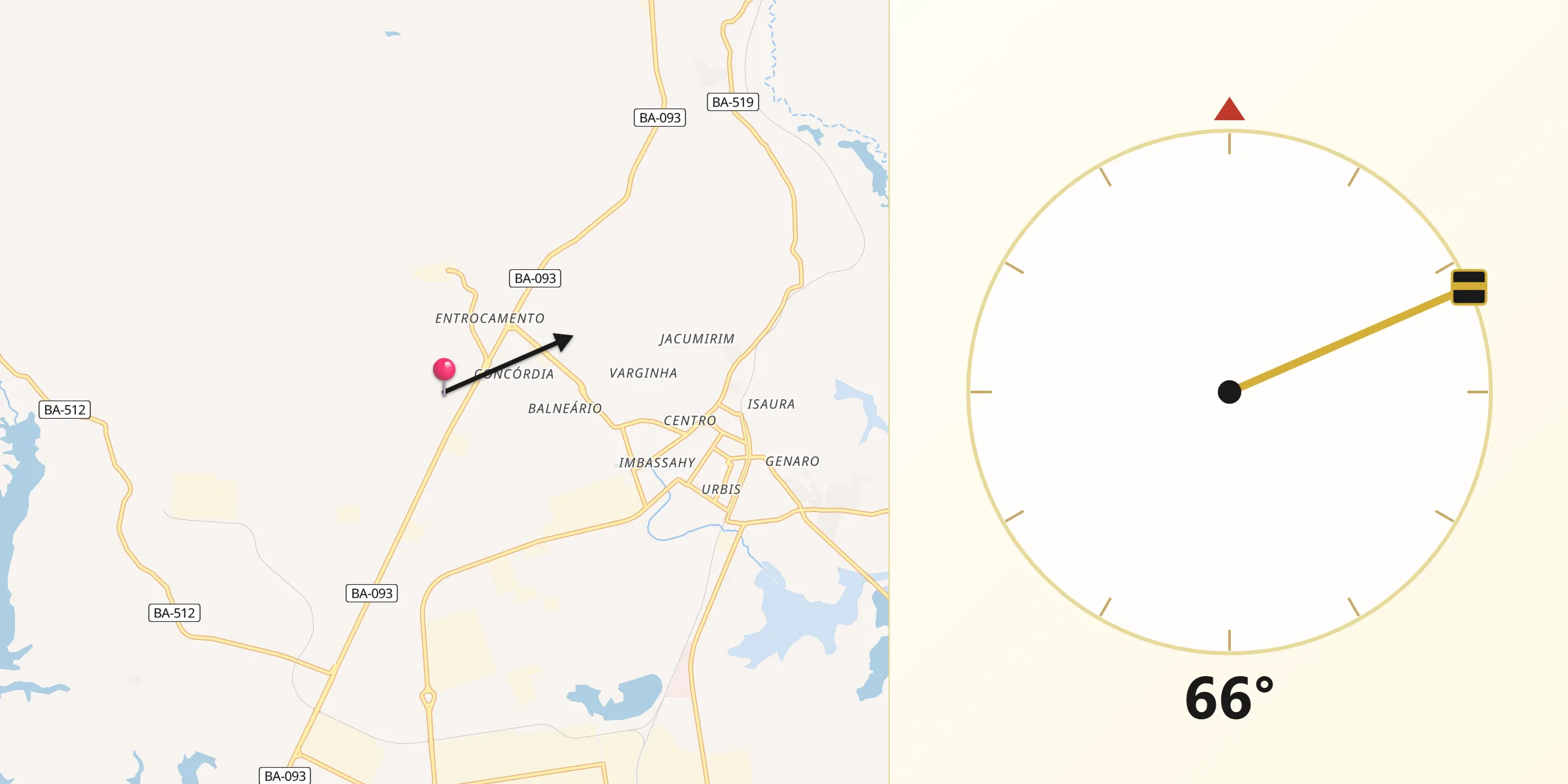 Direção da Qibla a partir de Dias d'Ávila