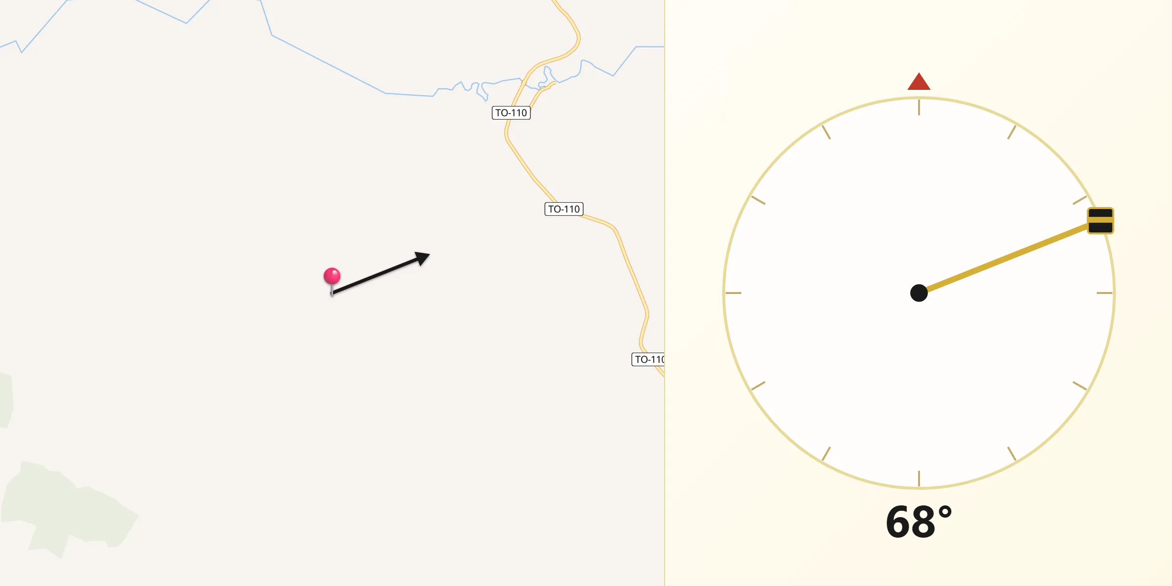 Direção da Qibla a partir de Aurora do Tocantins