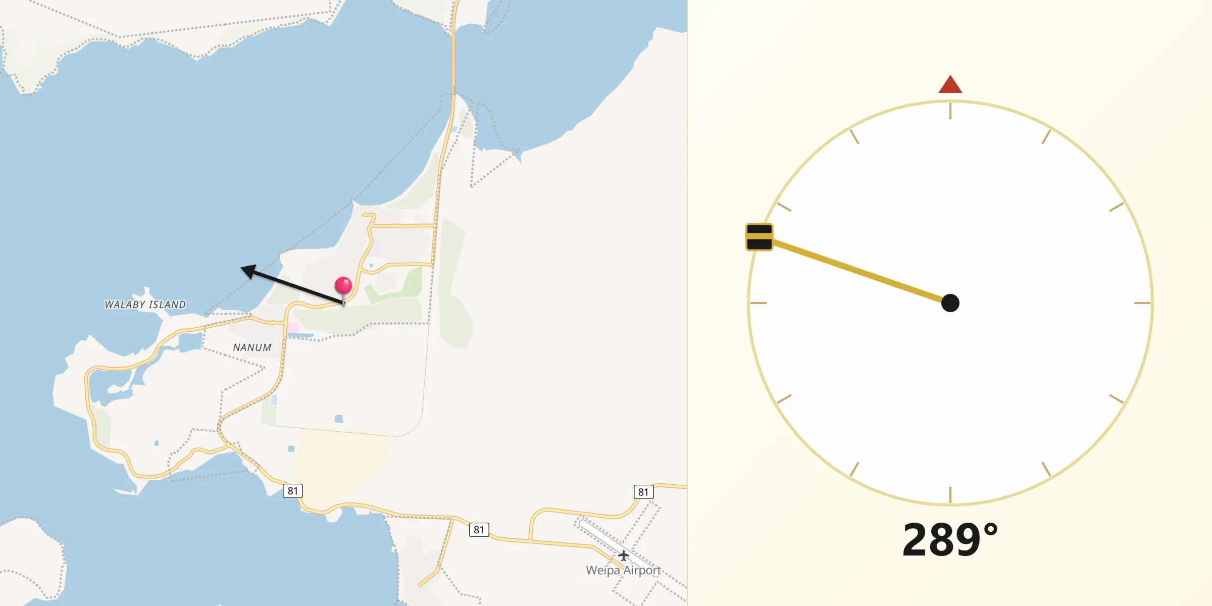 Qibla Direction from Weipa