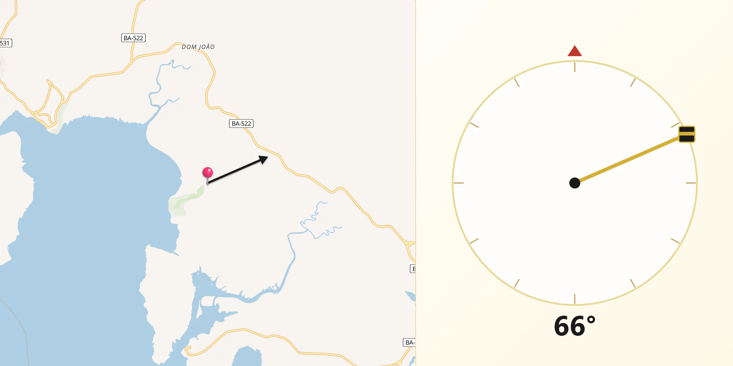 Direção da Qibla a partir de São Francisco do Conde