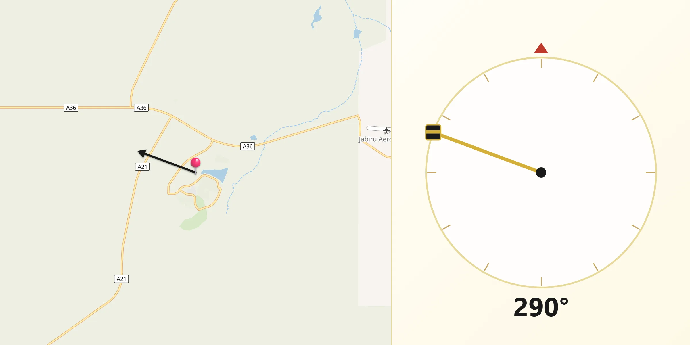 Qibla Direction from Jabiru
