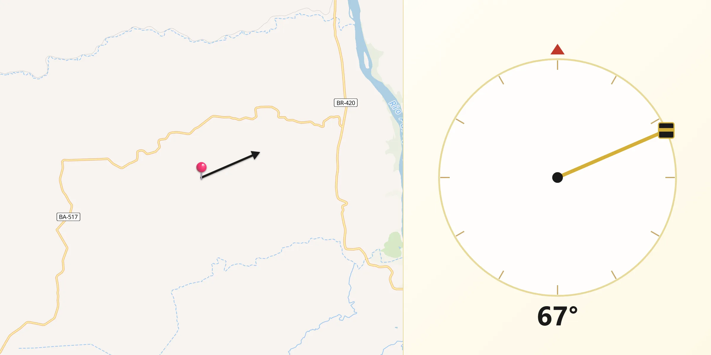 Direção da Qibla a partir de São Félix