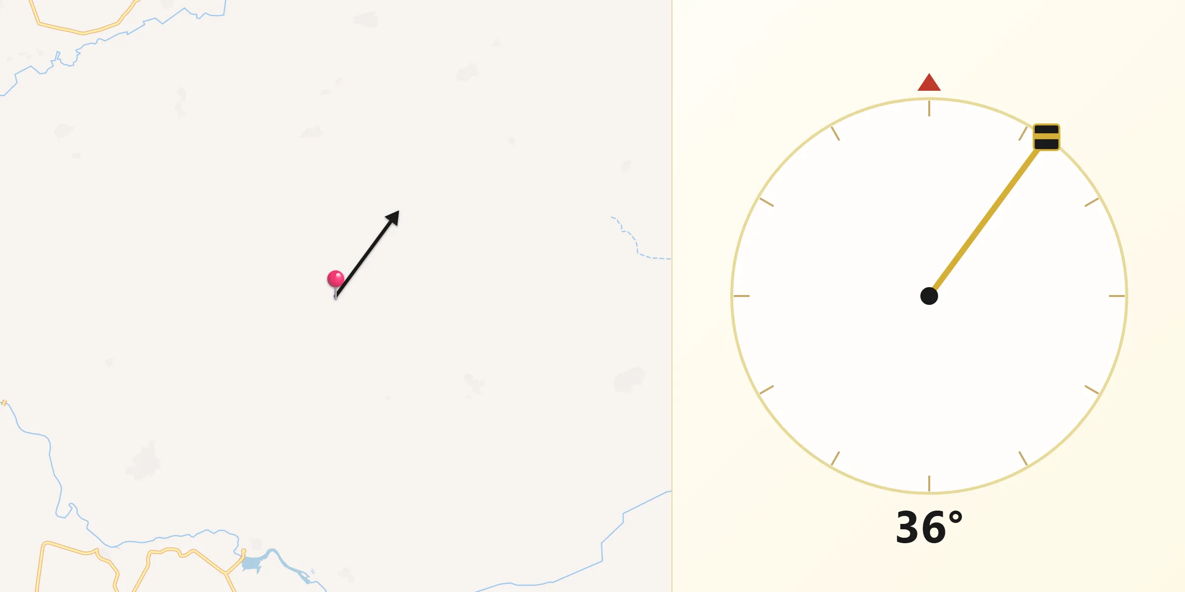 Direção da Qibla a partir de Ganda