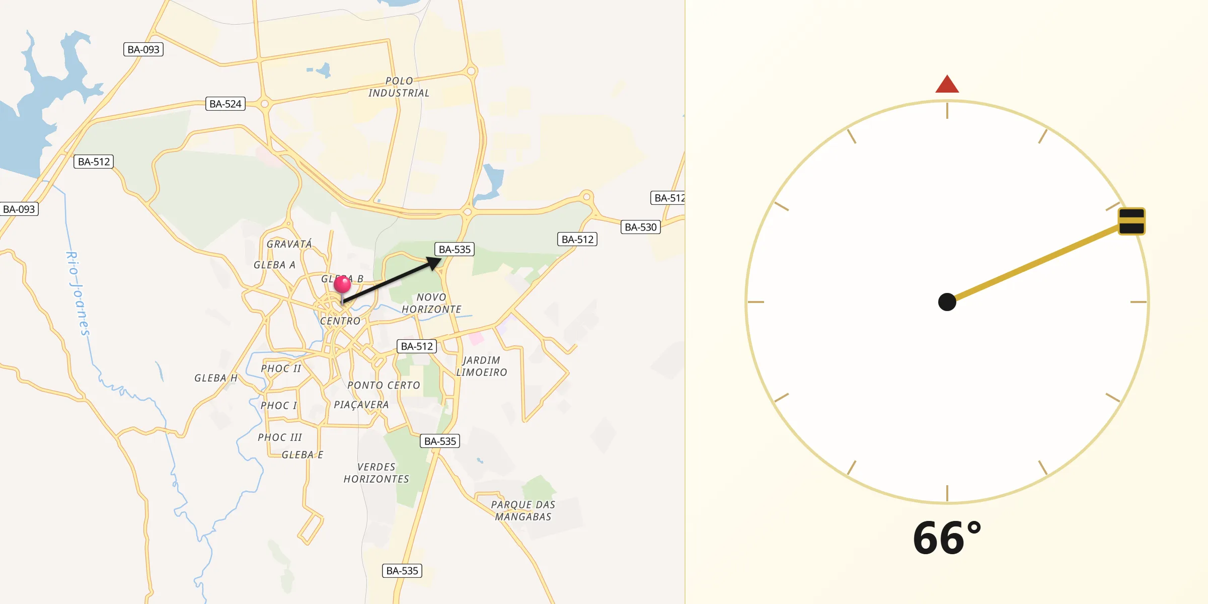 Direção da Qibla a partir de Camaçari