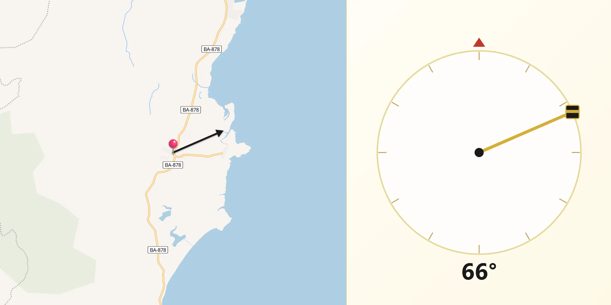 Direção da Qibla a partir de Saubara