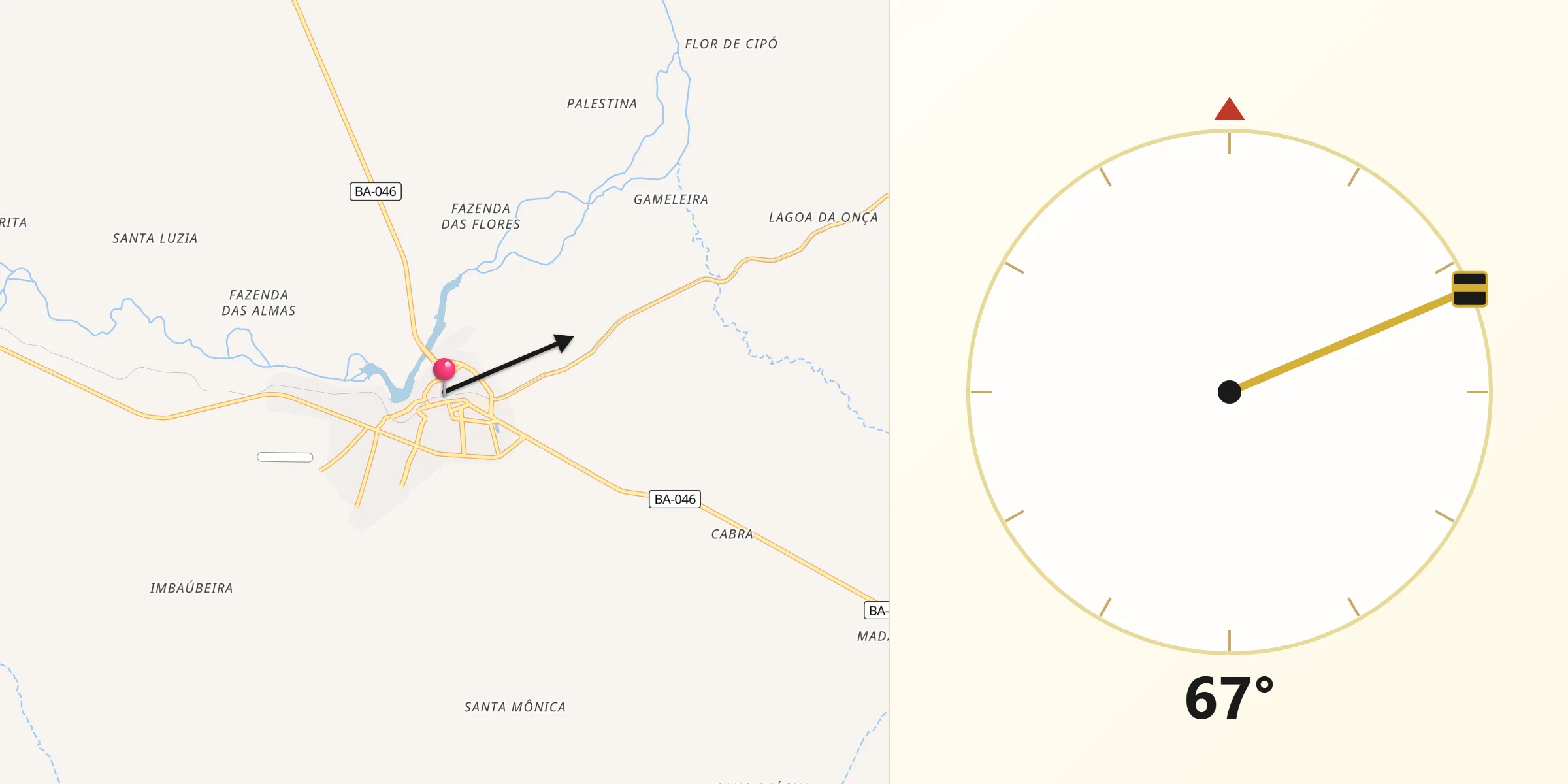 Direção da Qibla a partir de Iaçu