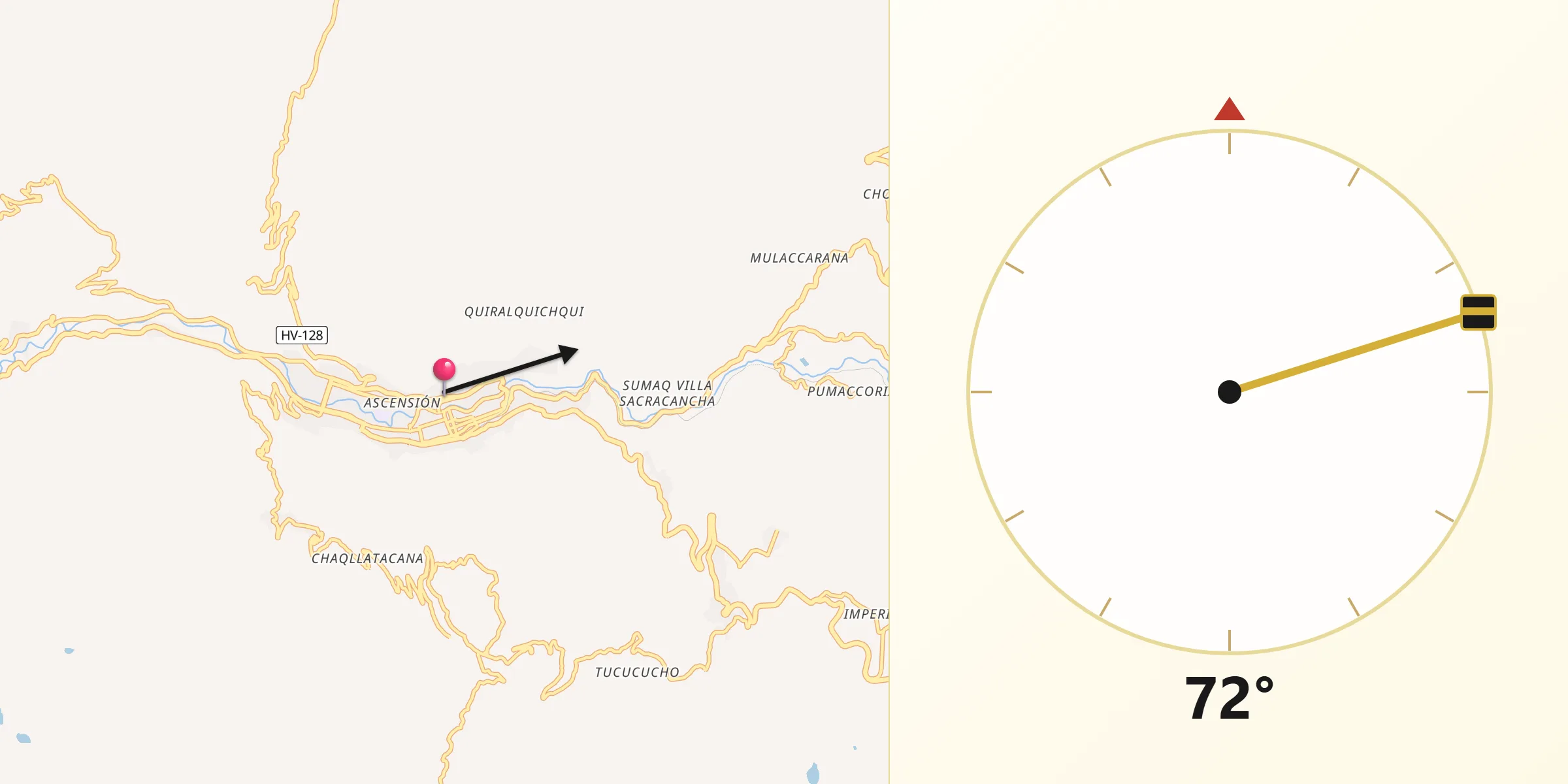 Dirección de la Qibla desde Huancavelica