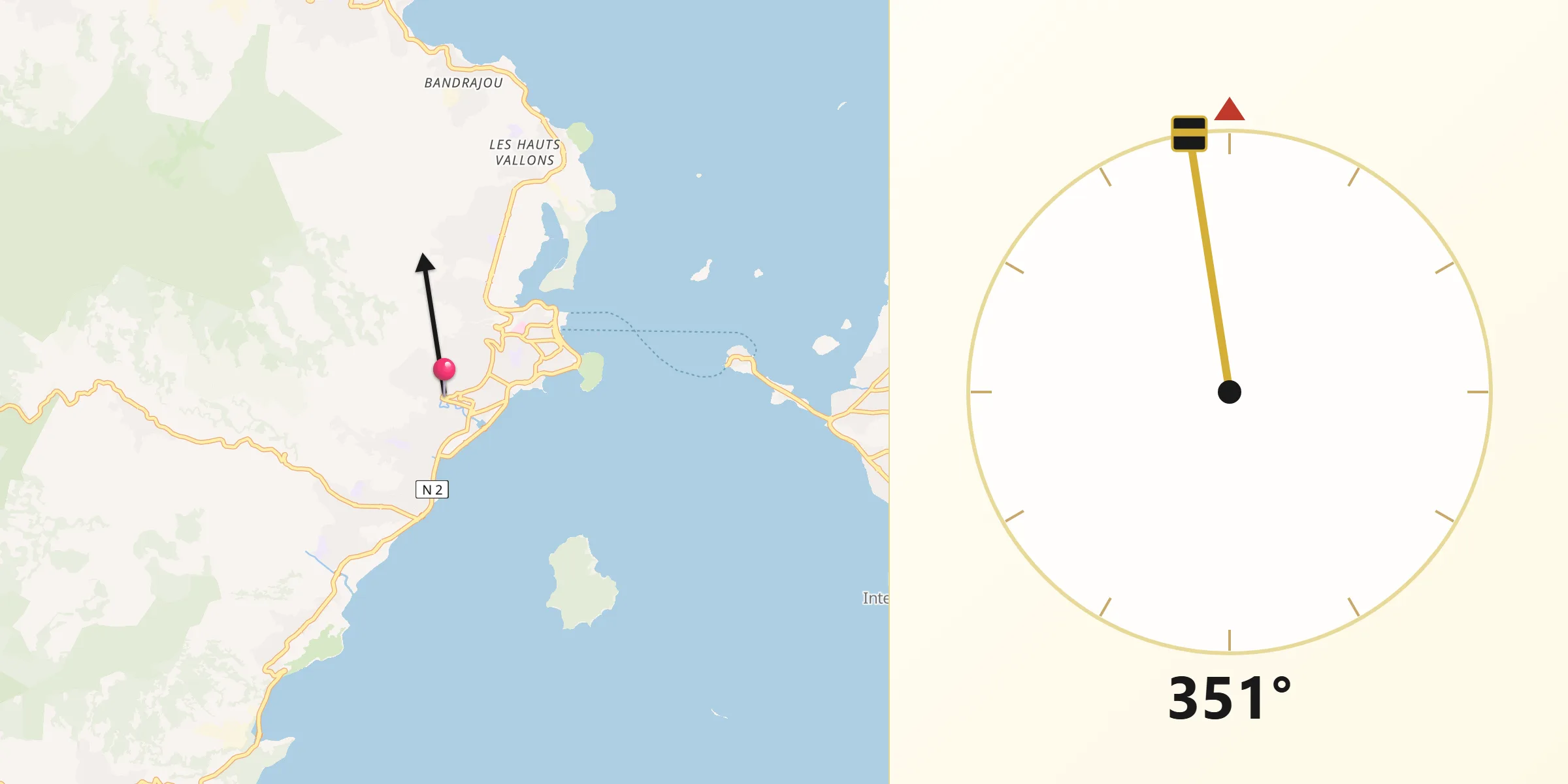 Direction vers la Qibla depuis Mtsapéré
