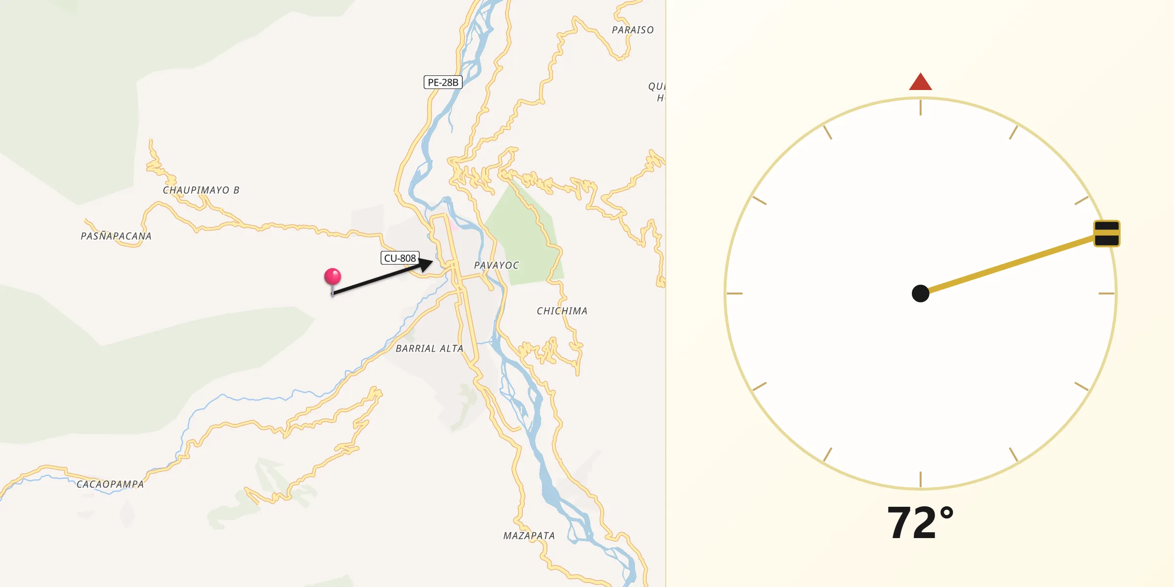 Dirección de la Qibla desde Santa Ana