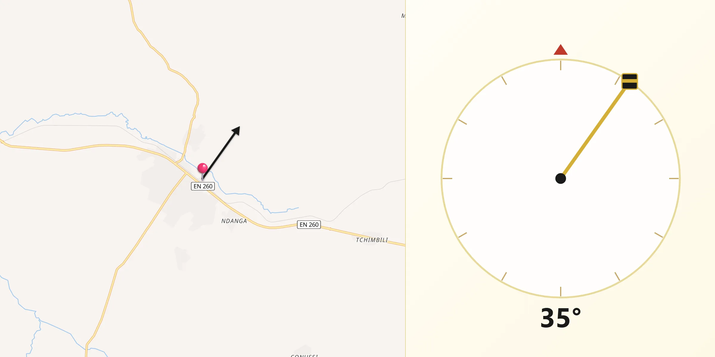 Direção da Qibla a partir de Longonjo