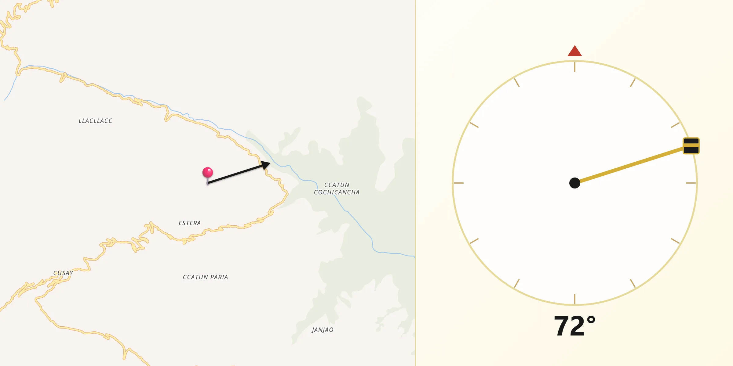 Dirección de la Qibla desde Provincia de La Mar
