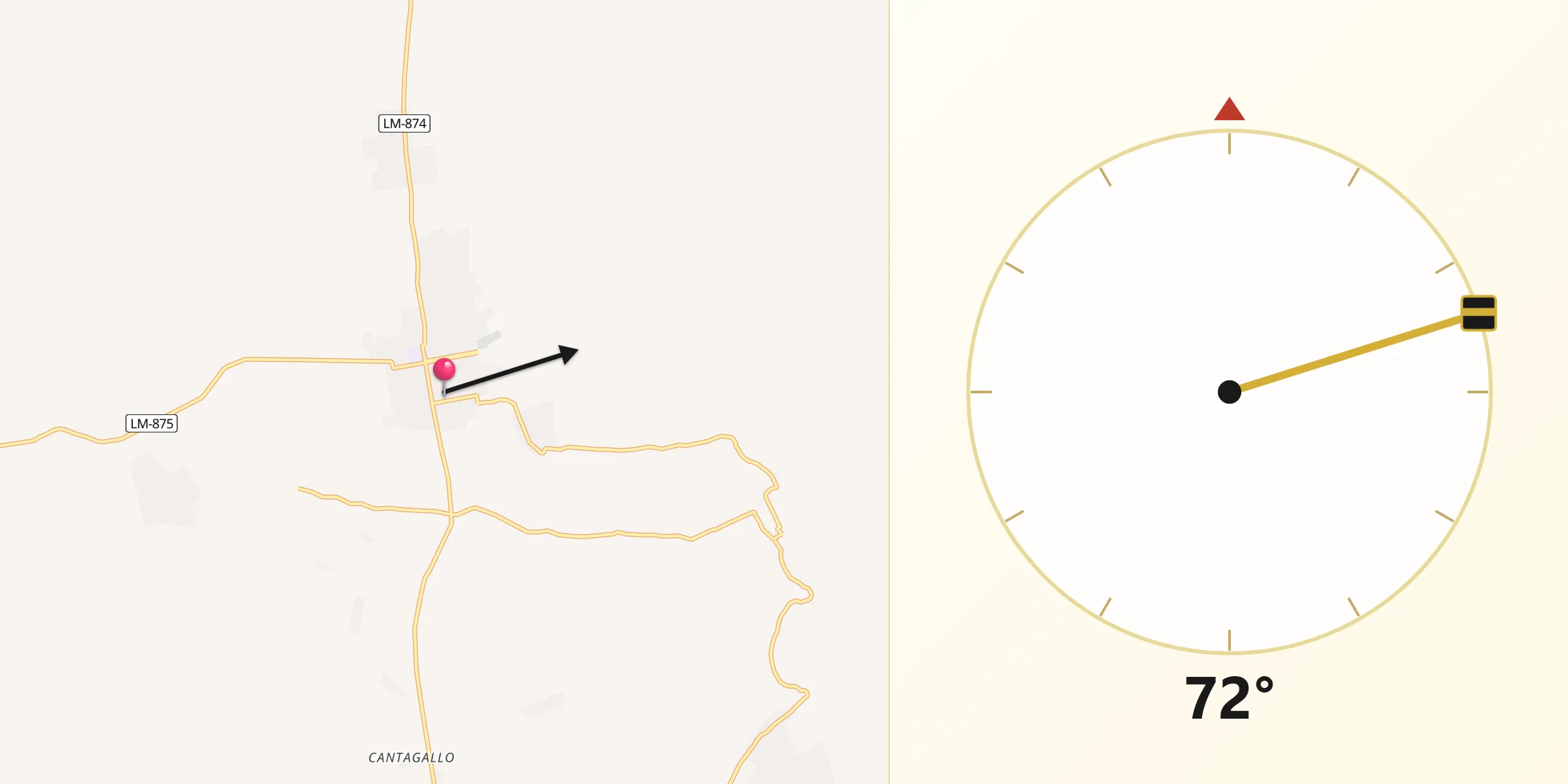 Dirección de la Qibla desde Quilmaná