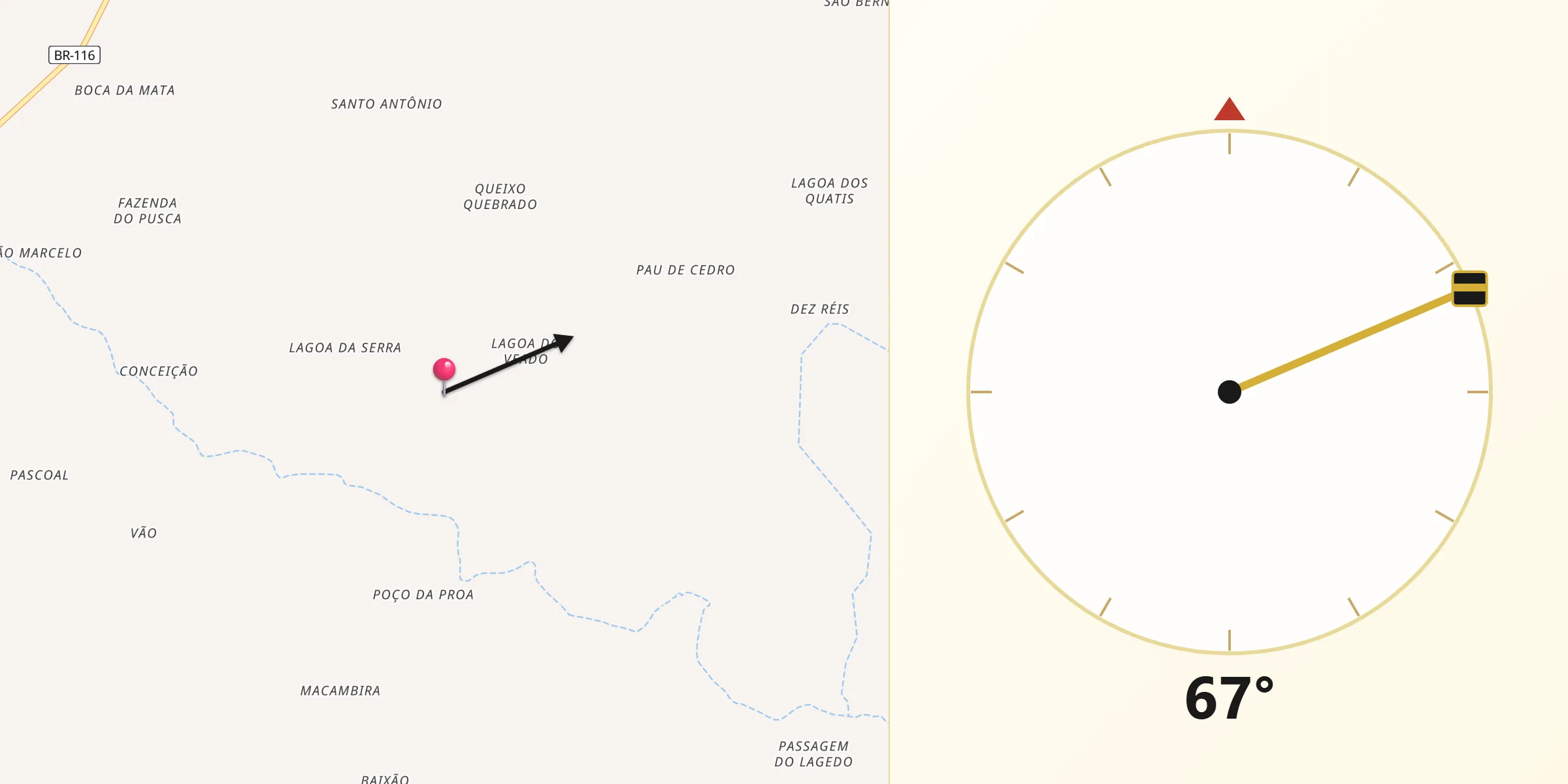 Direção da Qibla a partir de Milagres