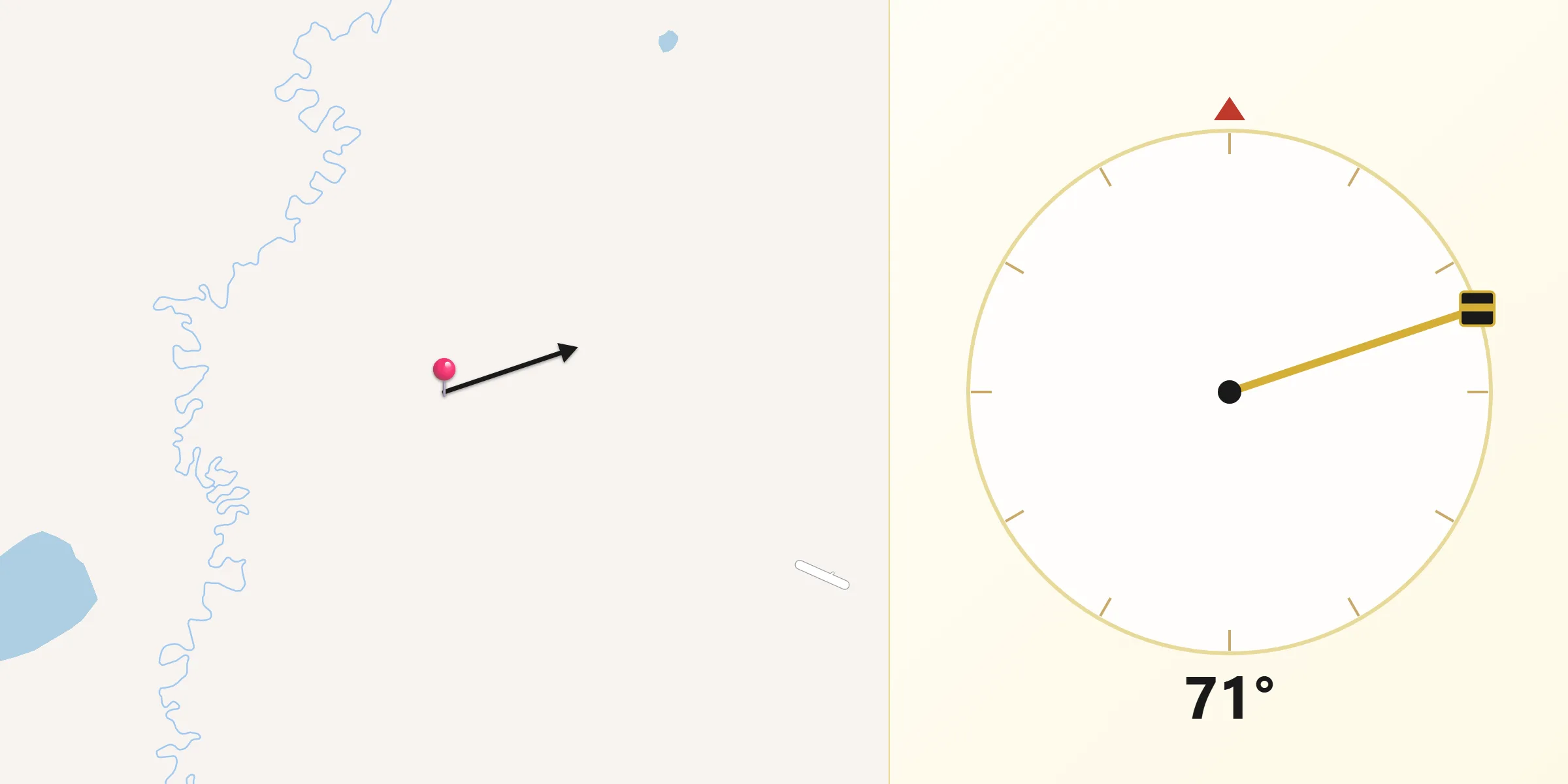 Dirección de la Qibla desde Provincia Mamoré