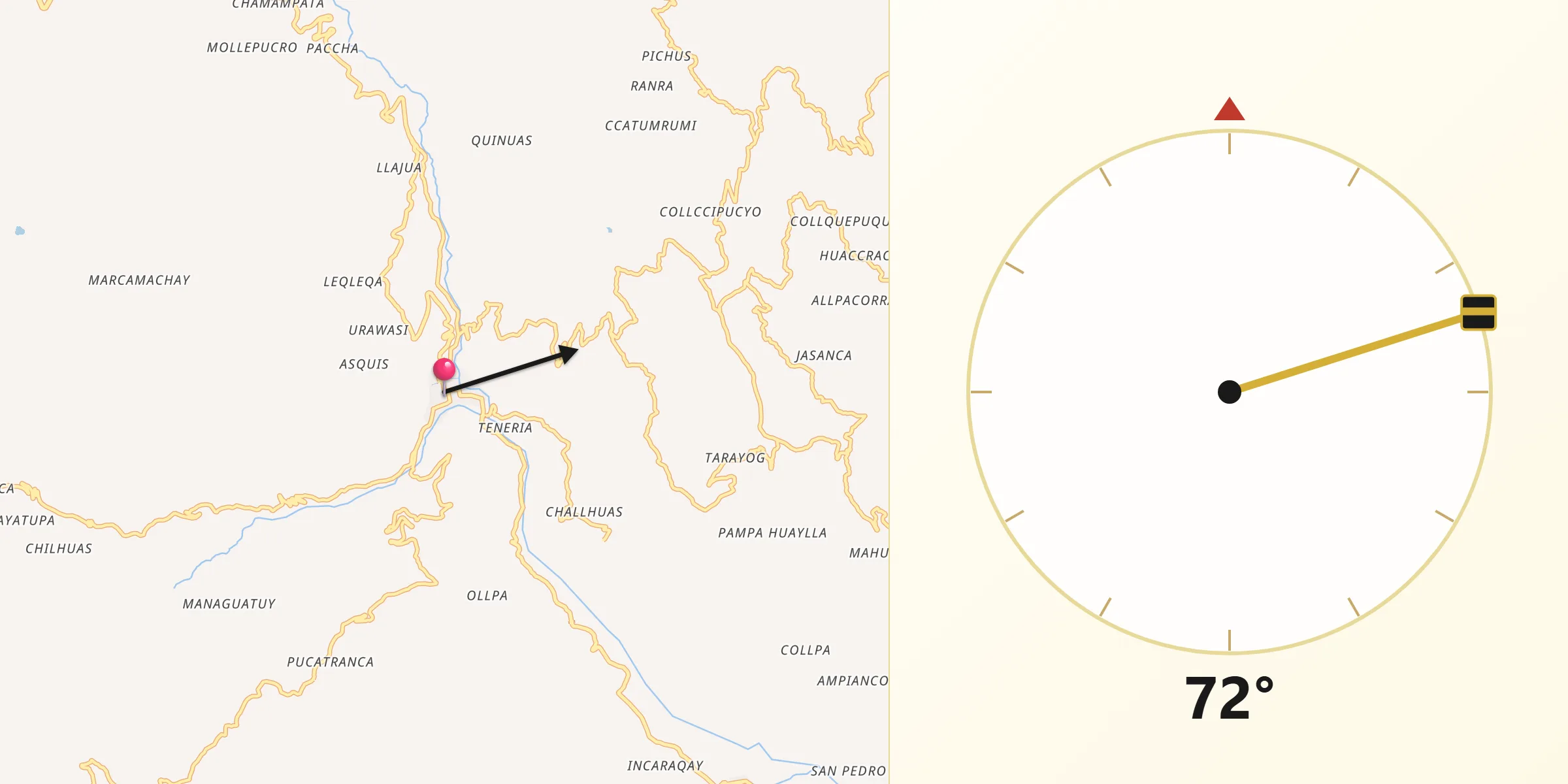 Dirección de la Qibla desde San Miguel