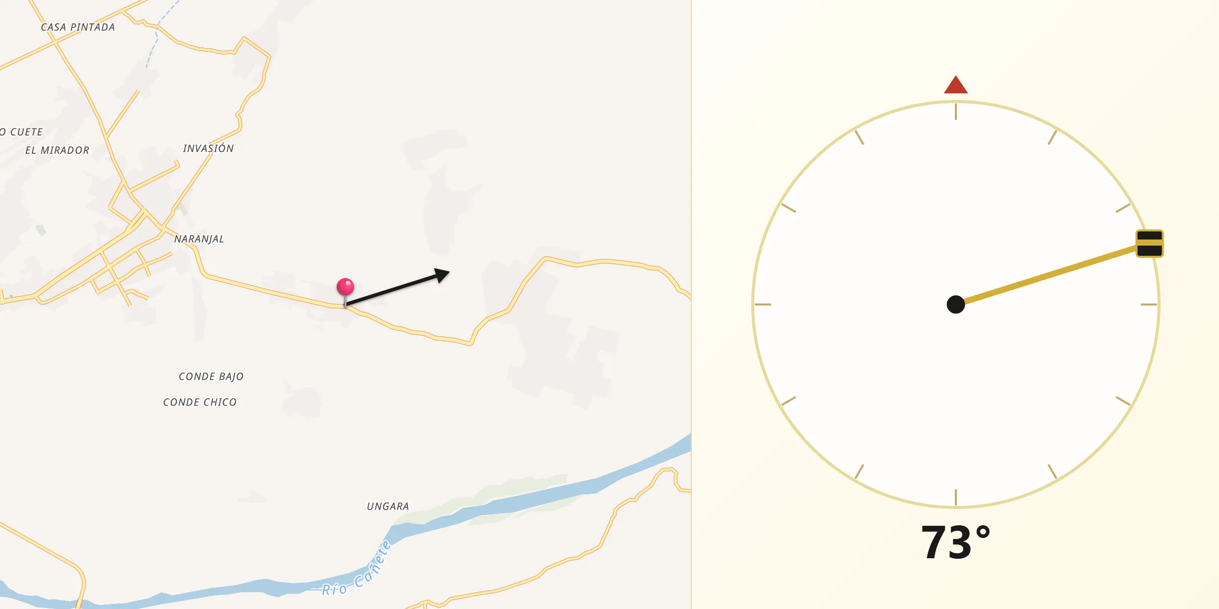 Dirección de la Qibla desde Nuevo Imperial