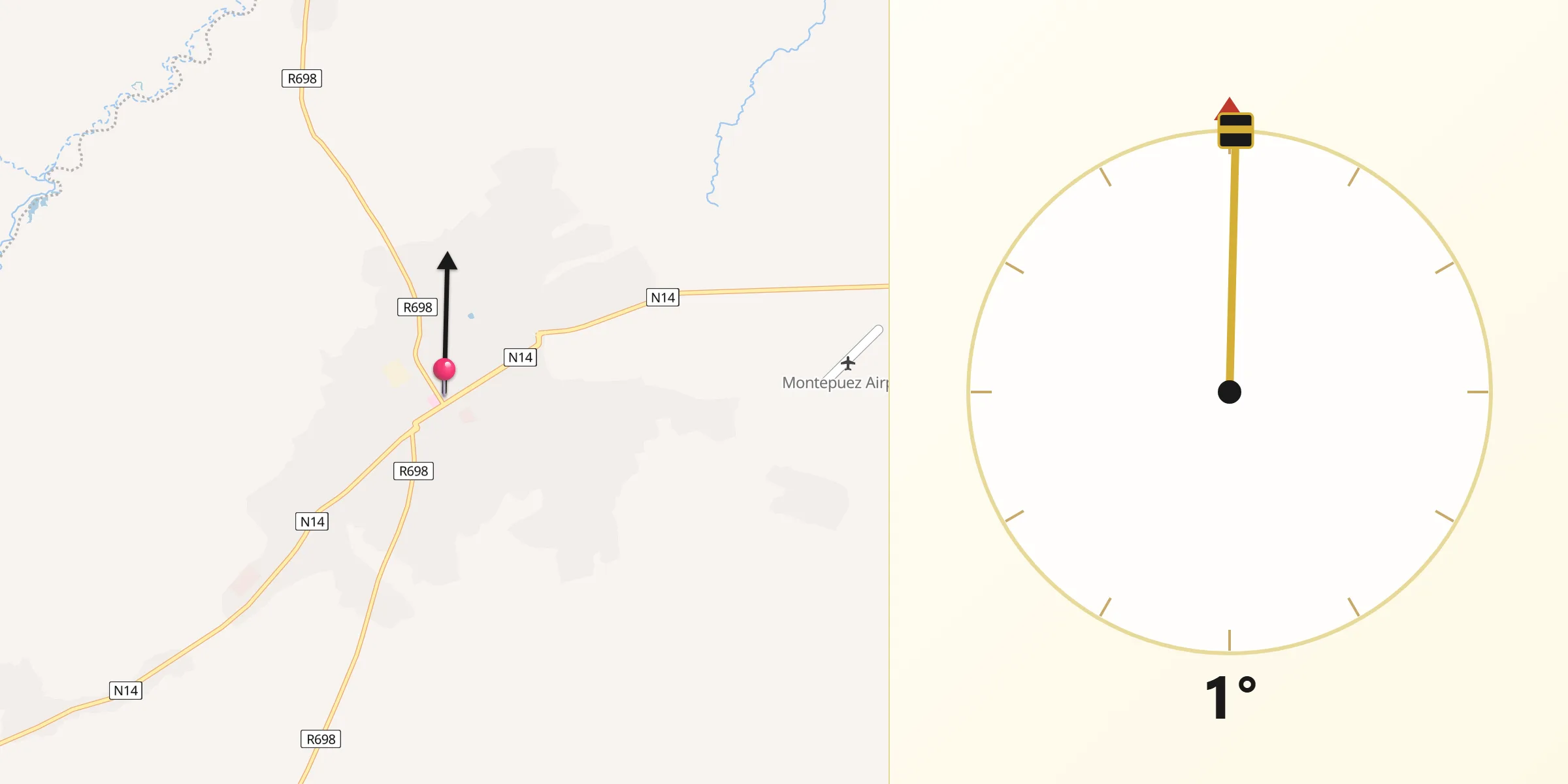 Direção da Qibla a partir de Montepuez