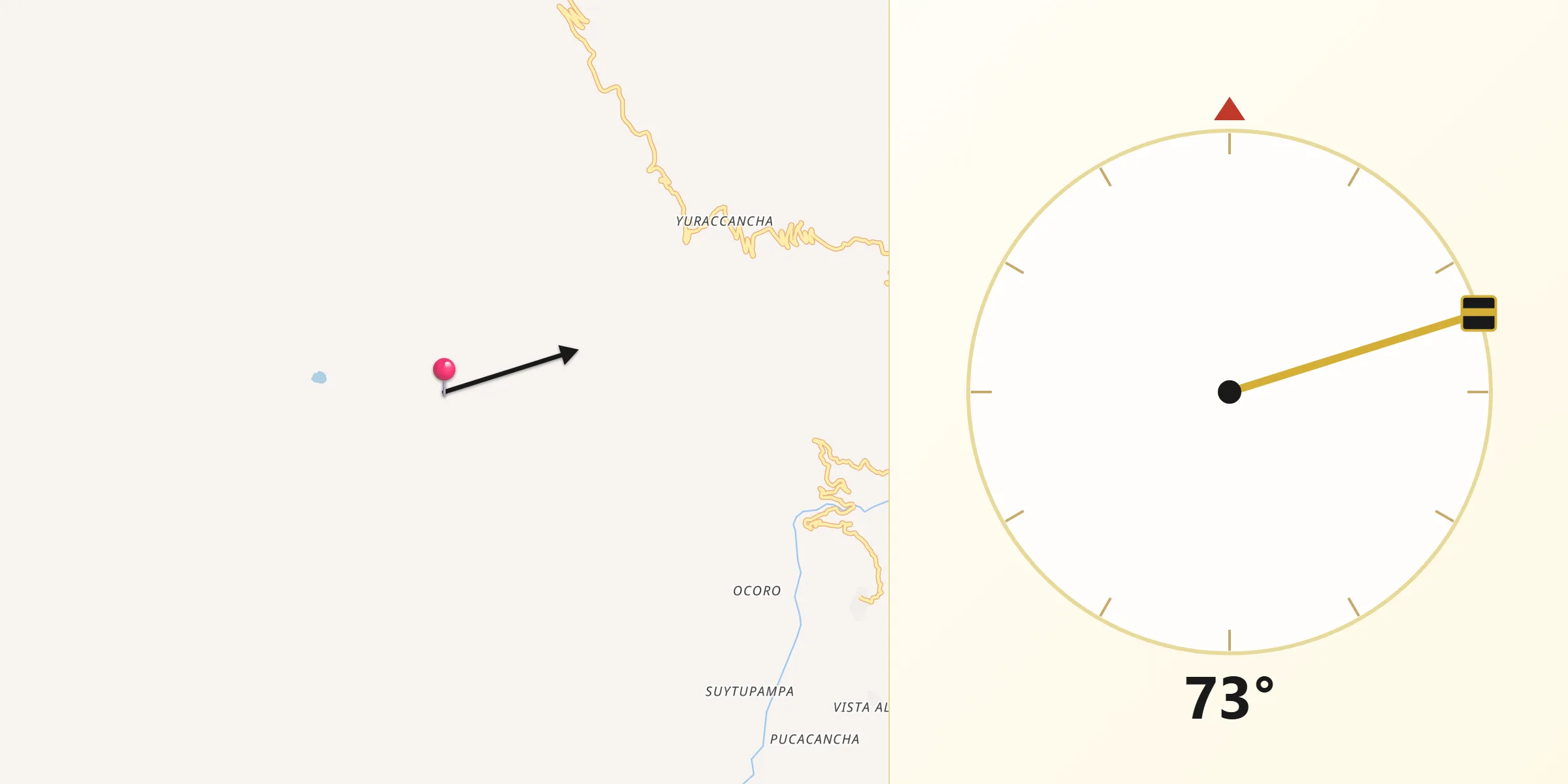 Dirección de la Qibla desde Provincia de Castrovirreyna
