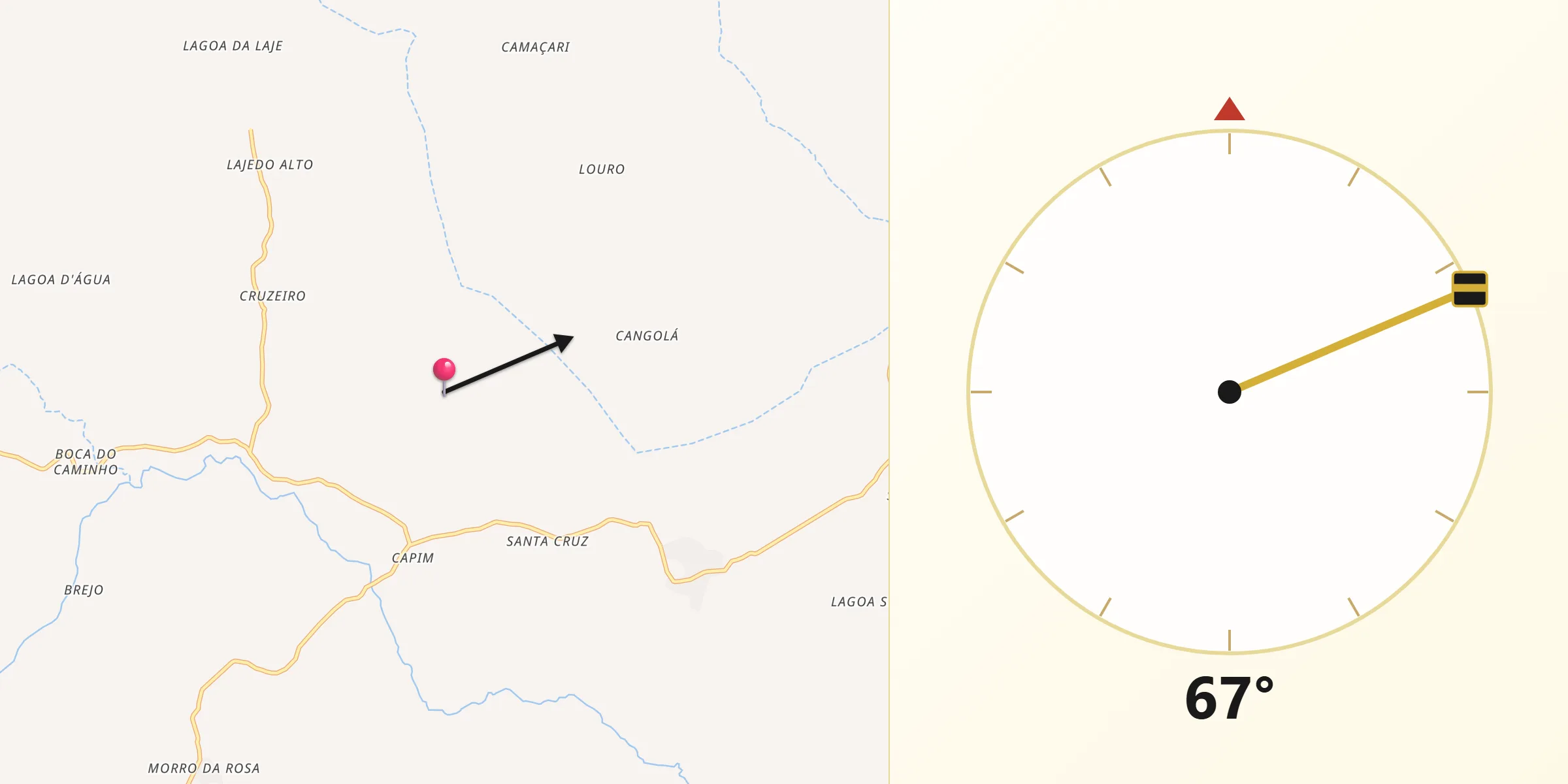 Direção da Qibla a partir de Planaltino