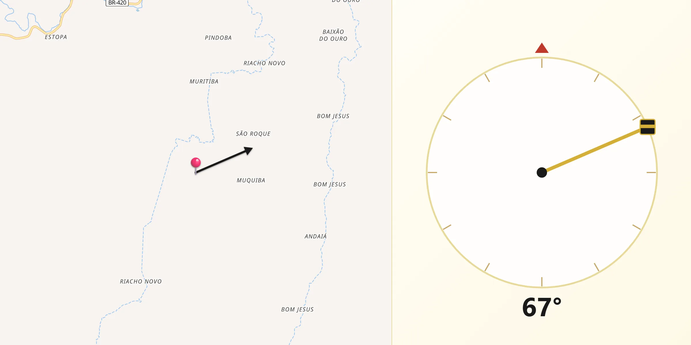 Direção da Qibla a partir de Jiquiriçá
