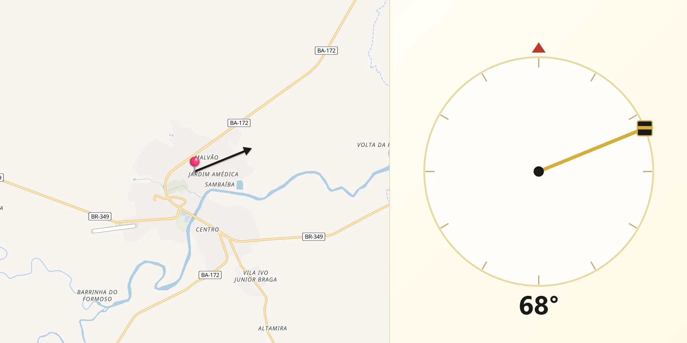 Direção da Qibla a partir de Santa Maria da Vitória