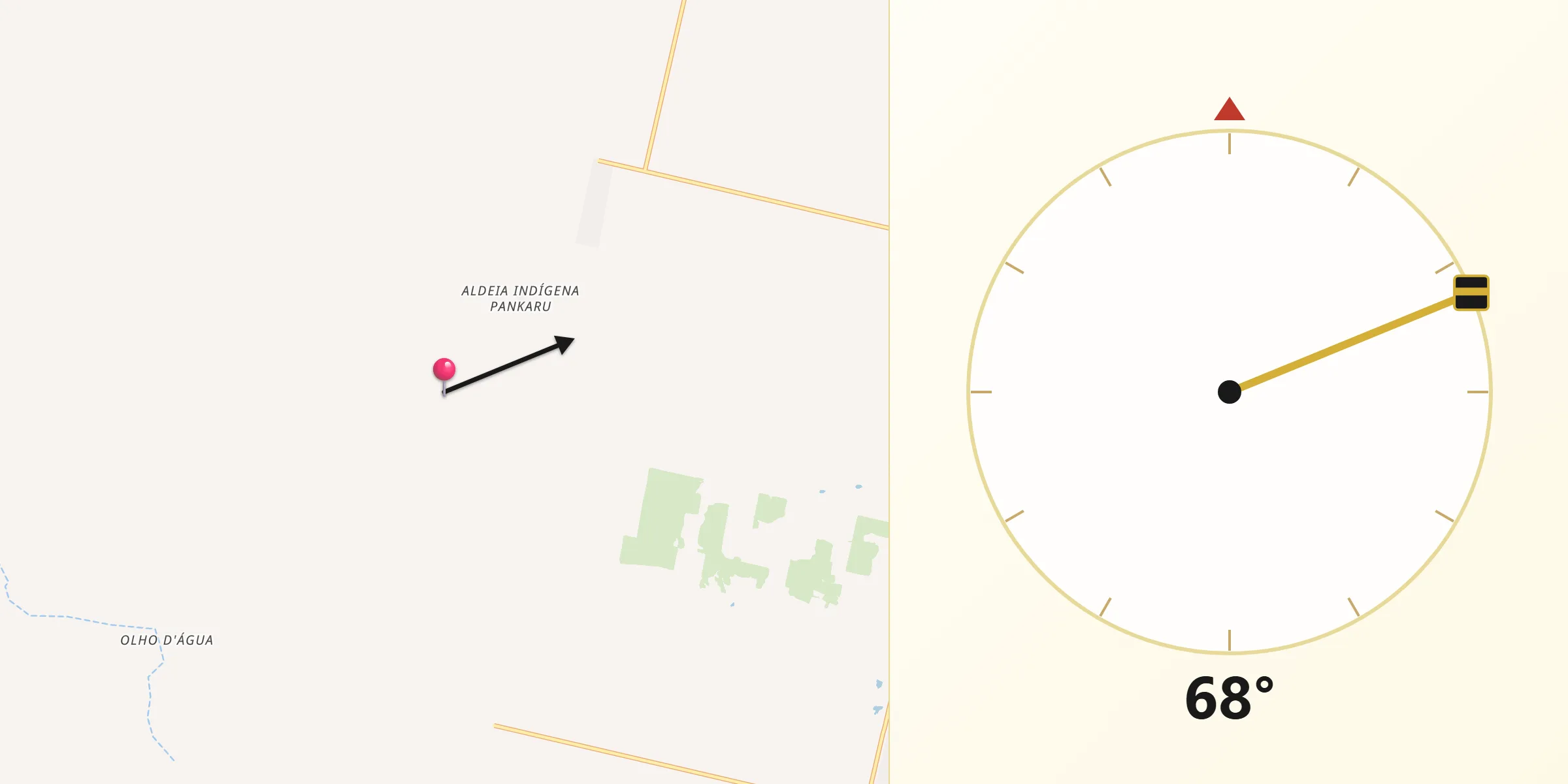 Direção da Qibla a partir de Serra do Ramalho