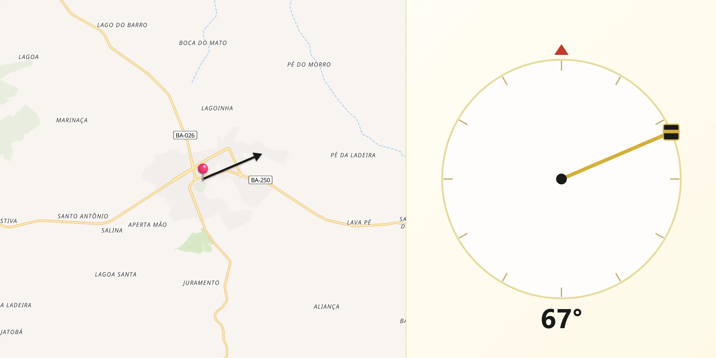 Direção da Qibla a partir de Maracás