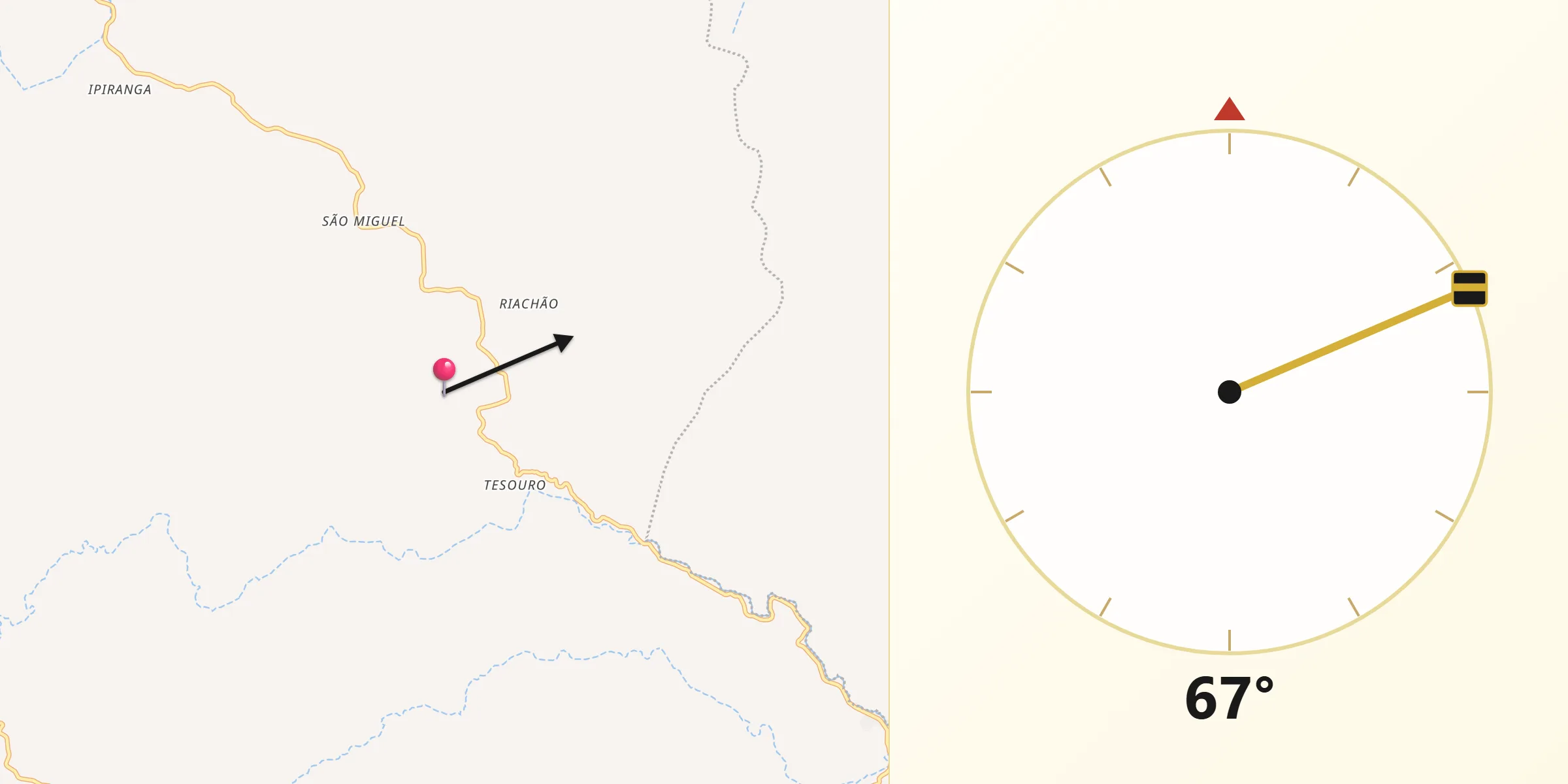 Direção da Qibla a partir de Cravolândia