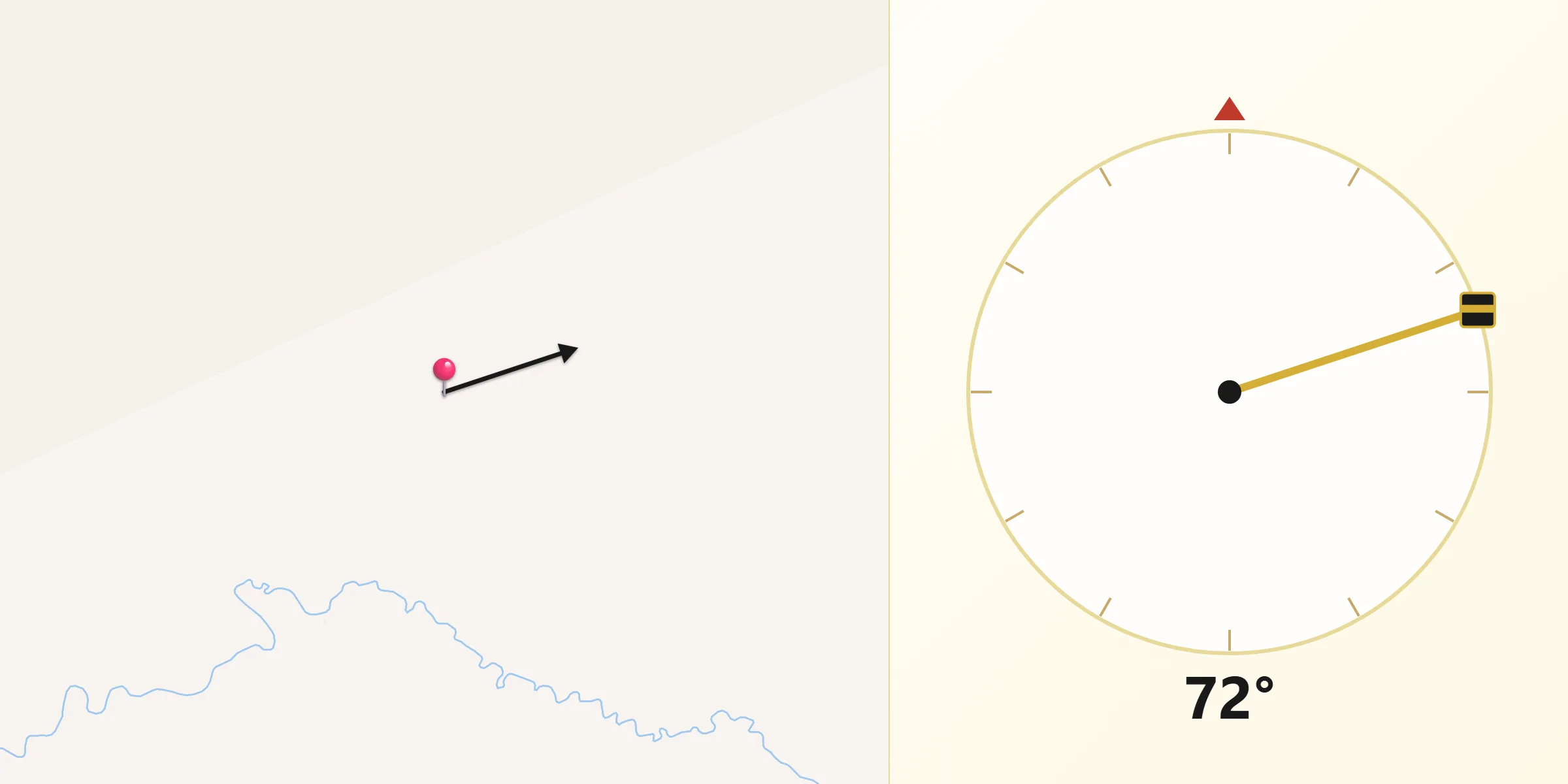 Dirección de la Qibla desde Provincia Yacuma