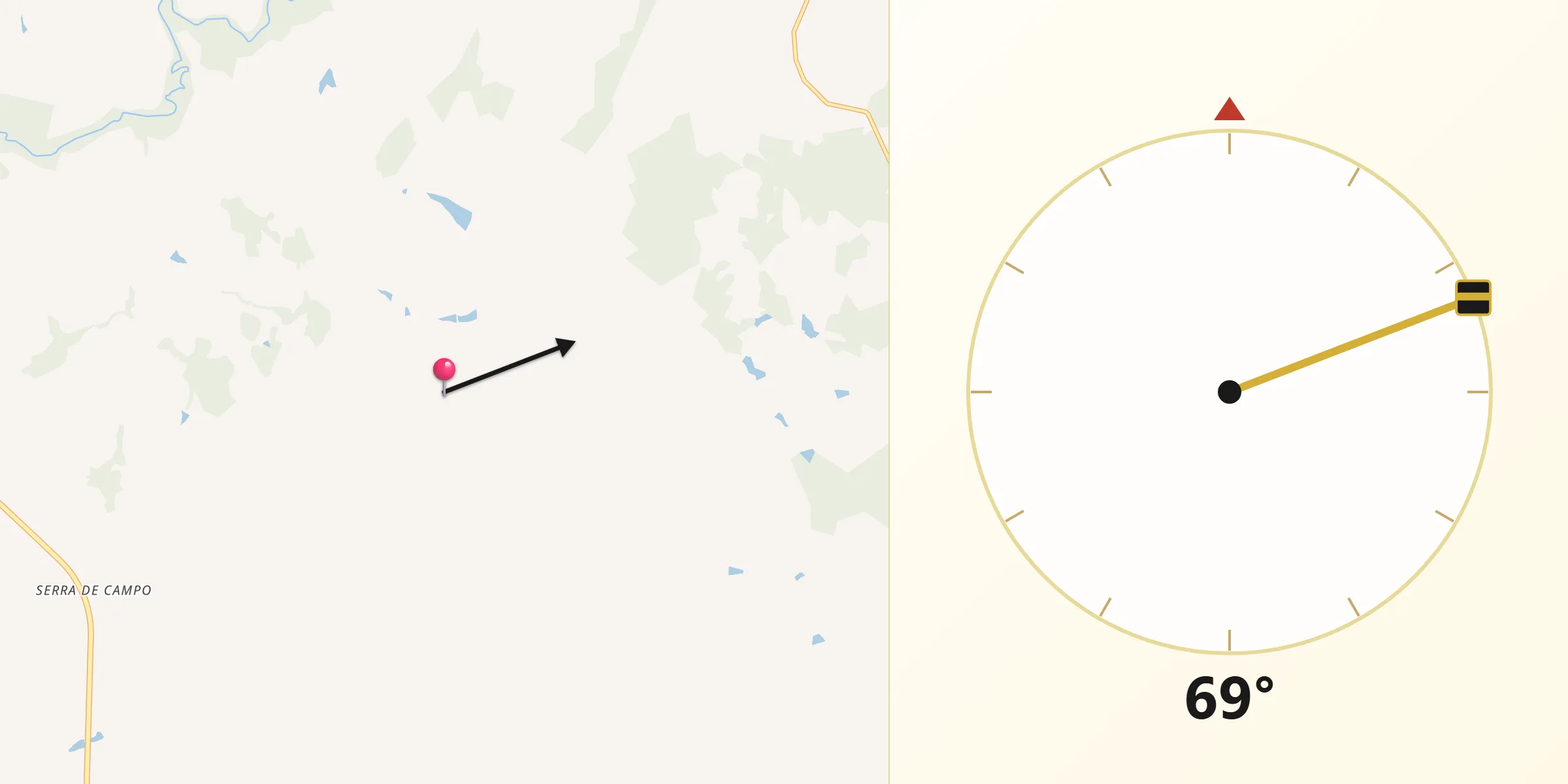 Direção da Qibla a partir de Santa Tereza de Goiás