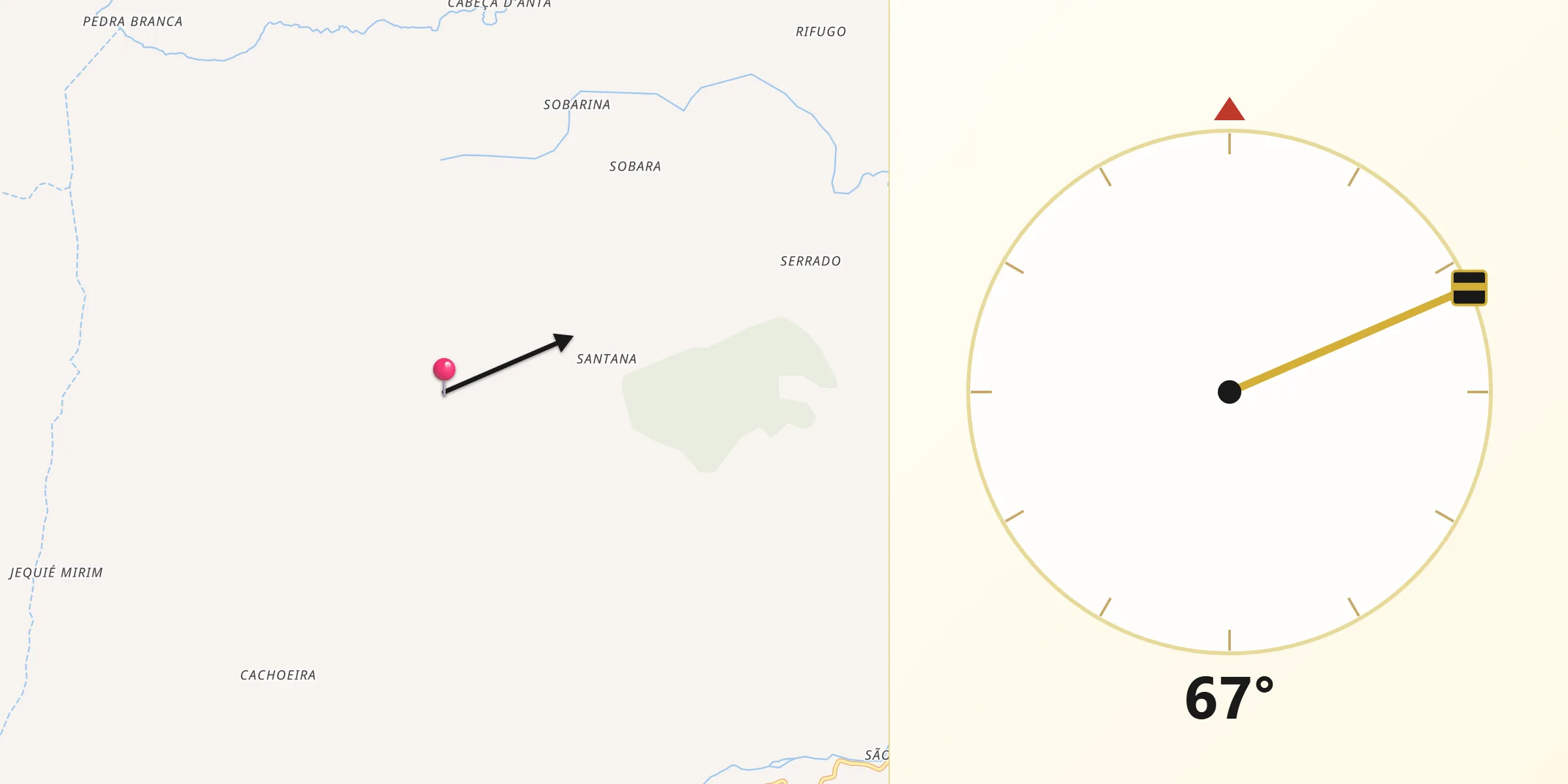Direção da Qibla a partir de Taperoá
