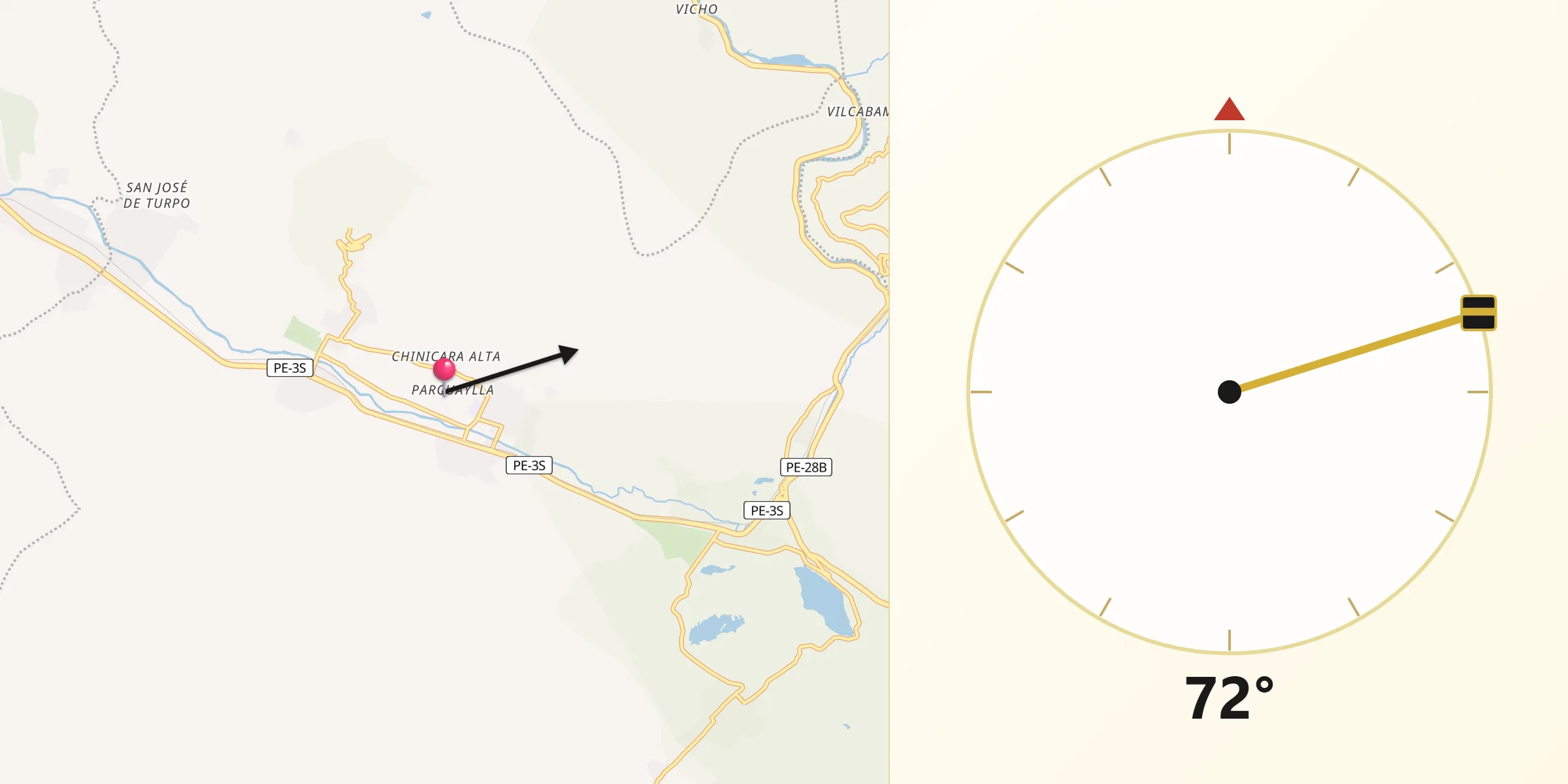 Dirección de la Qibla desde Oropesa