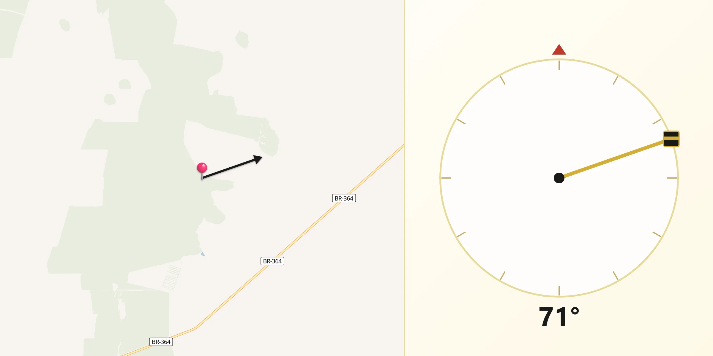 Direção da Qibla a partir de Campos de Júlio