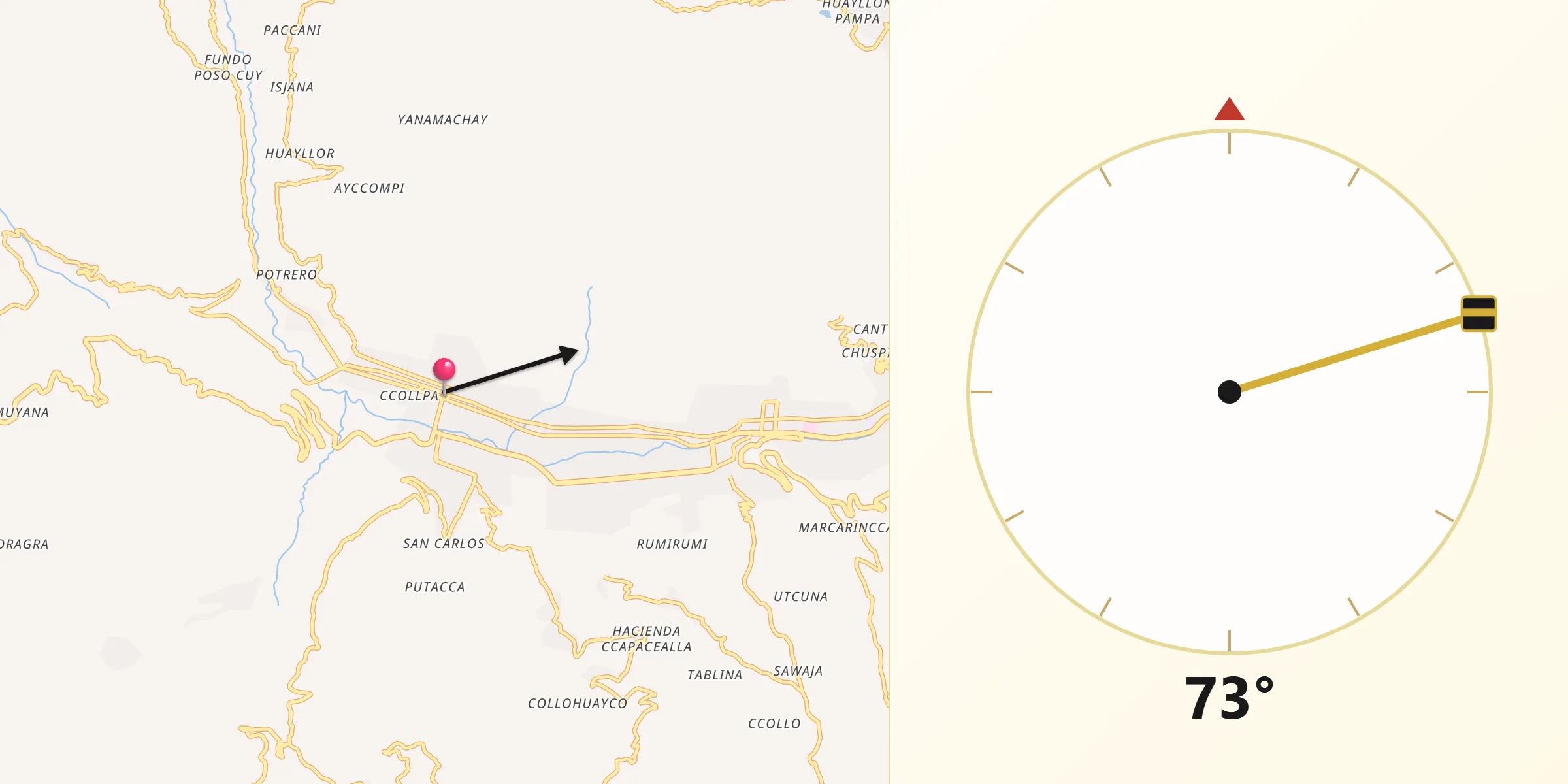 Dirección de la Qibla desde Talavera