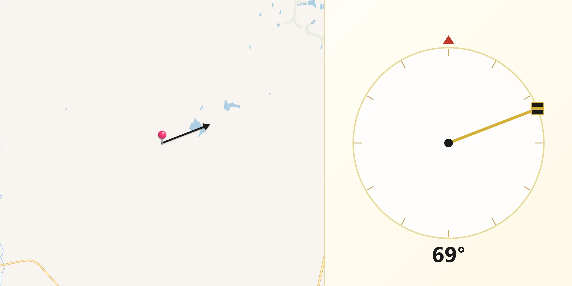 Direção da Qibla a partir de Estrela do Norte