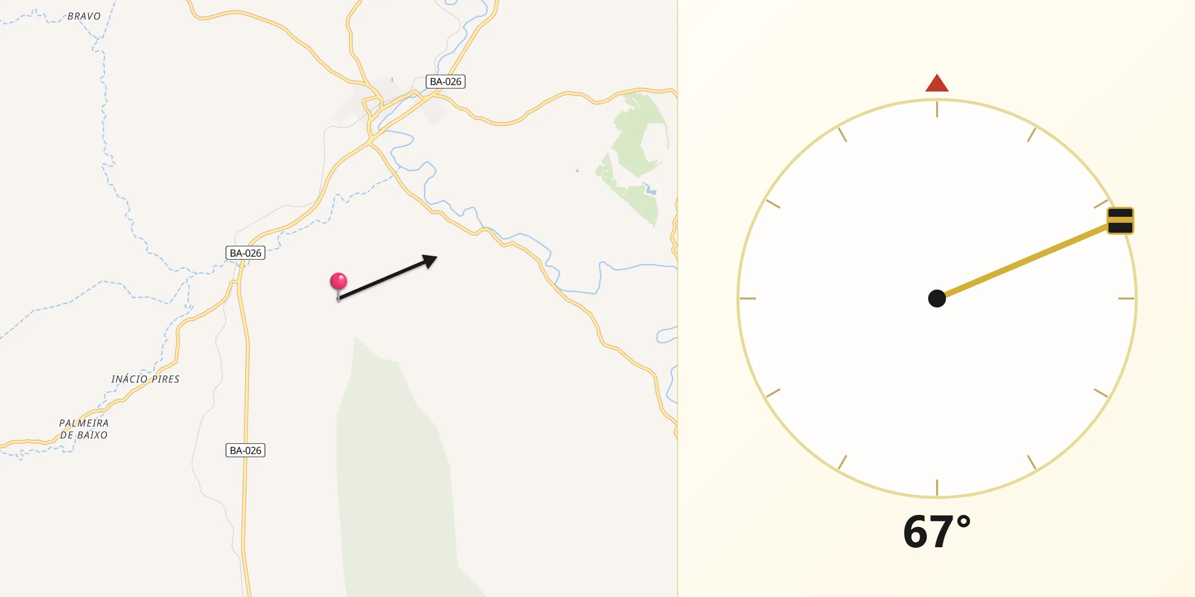 Direção da Qibla a partir de Contendas do Sincorá