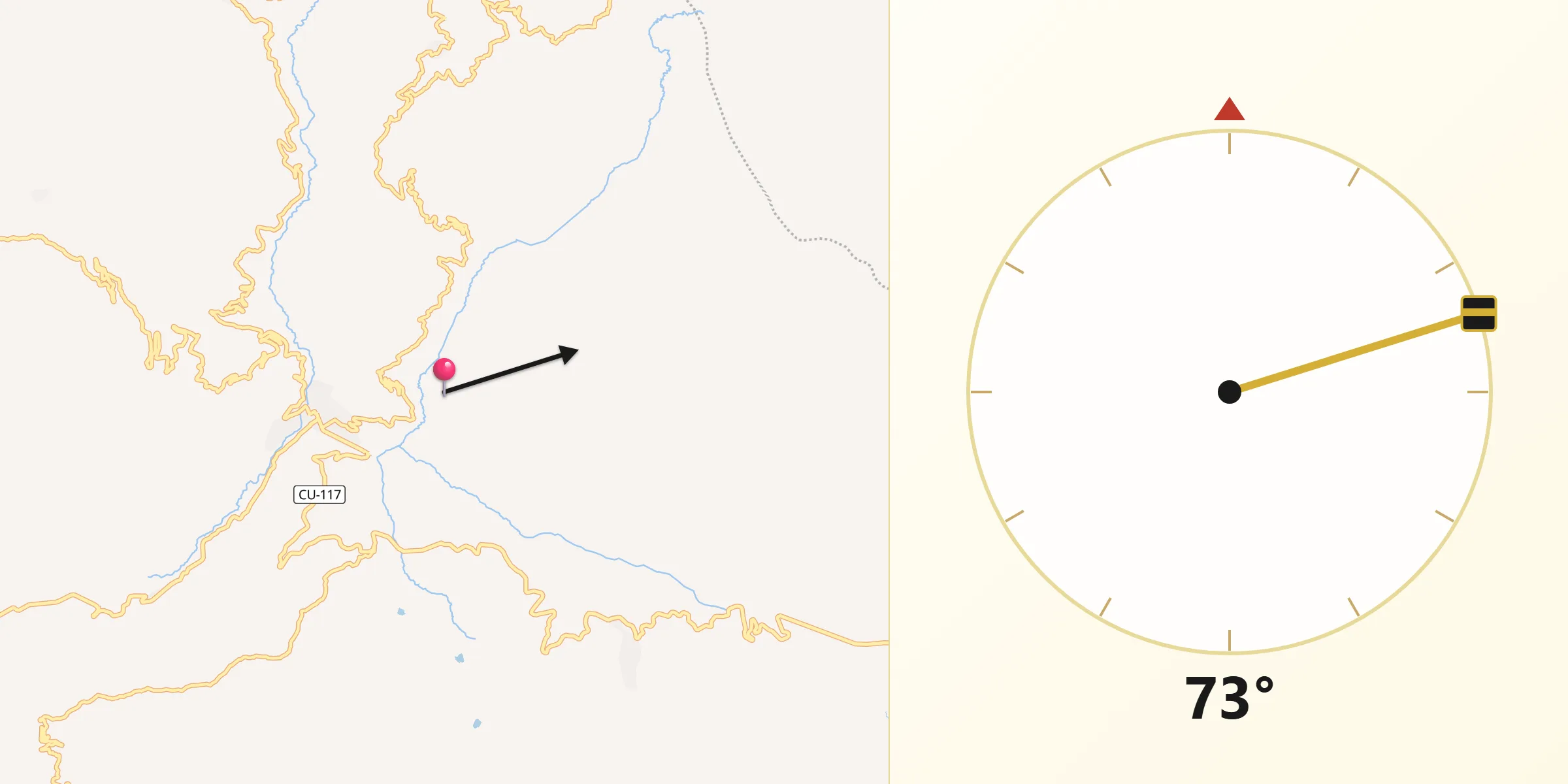 Dirección de la Qibla desde Provincia de Acomayo